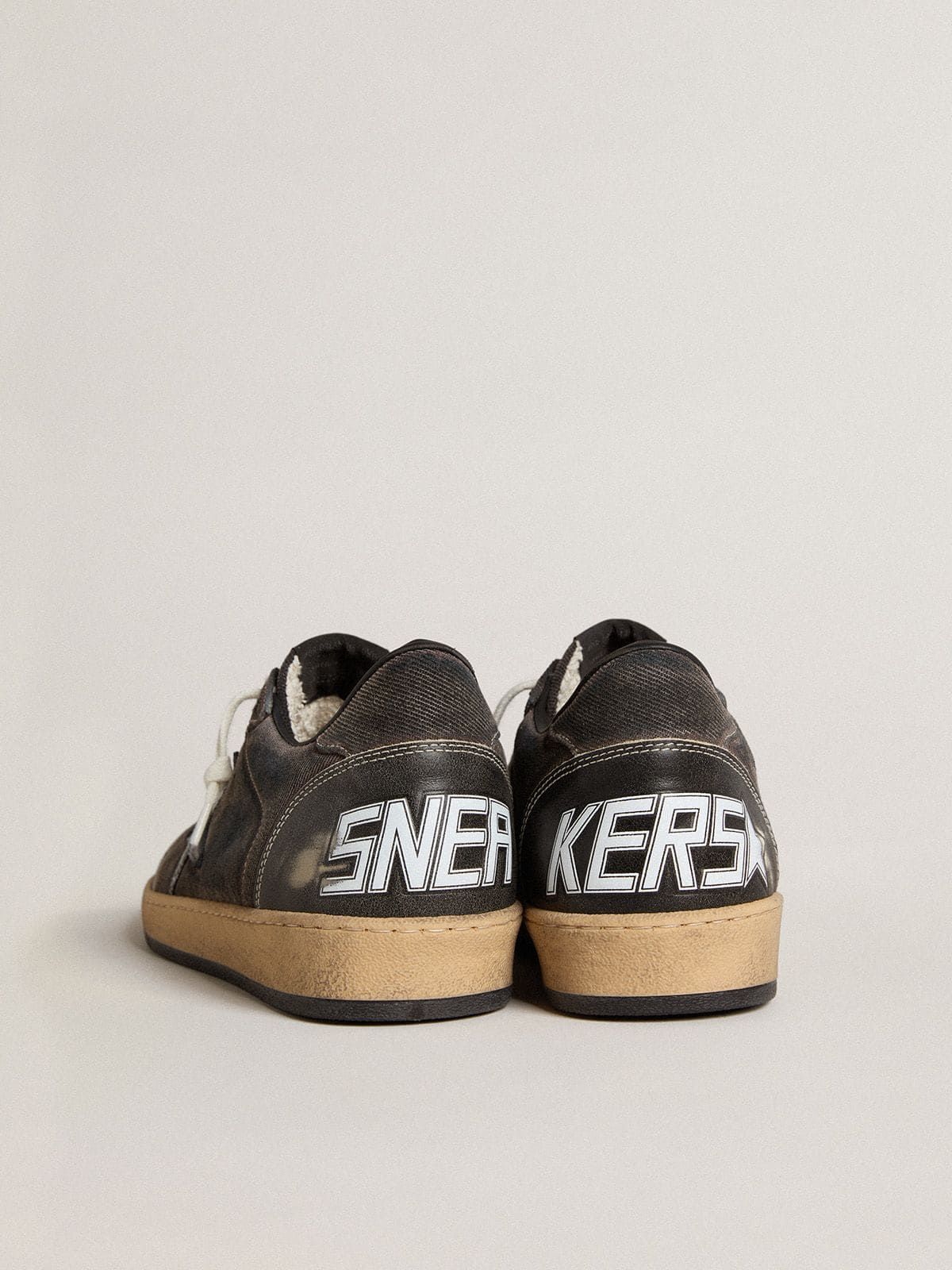 Golden Goose GGDB Ball Star in black denim with black leather star and inserts