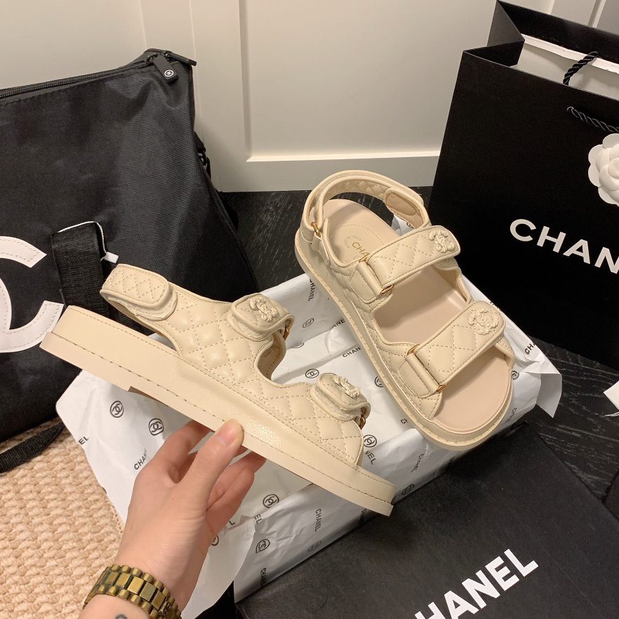 Chanel Velcro Slide Sandals Slippers Slide(Replica)