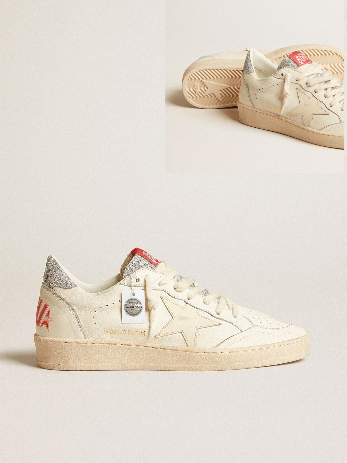 Golden Goose GGDB Men's Ball Star LTD in nappa with white star and Swarovski crystal heel tab