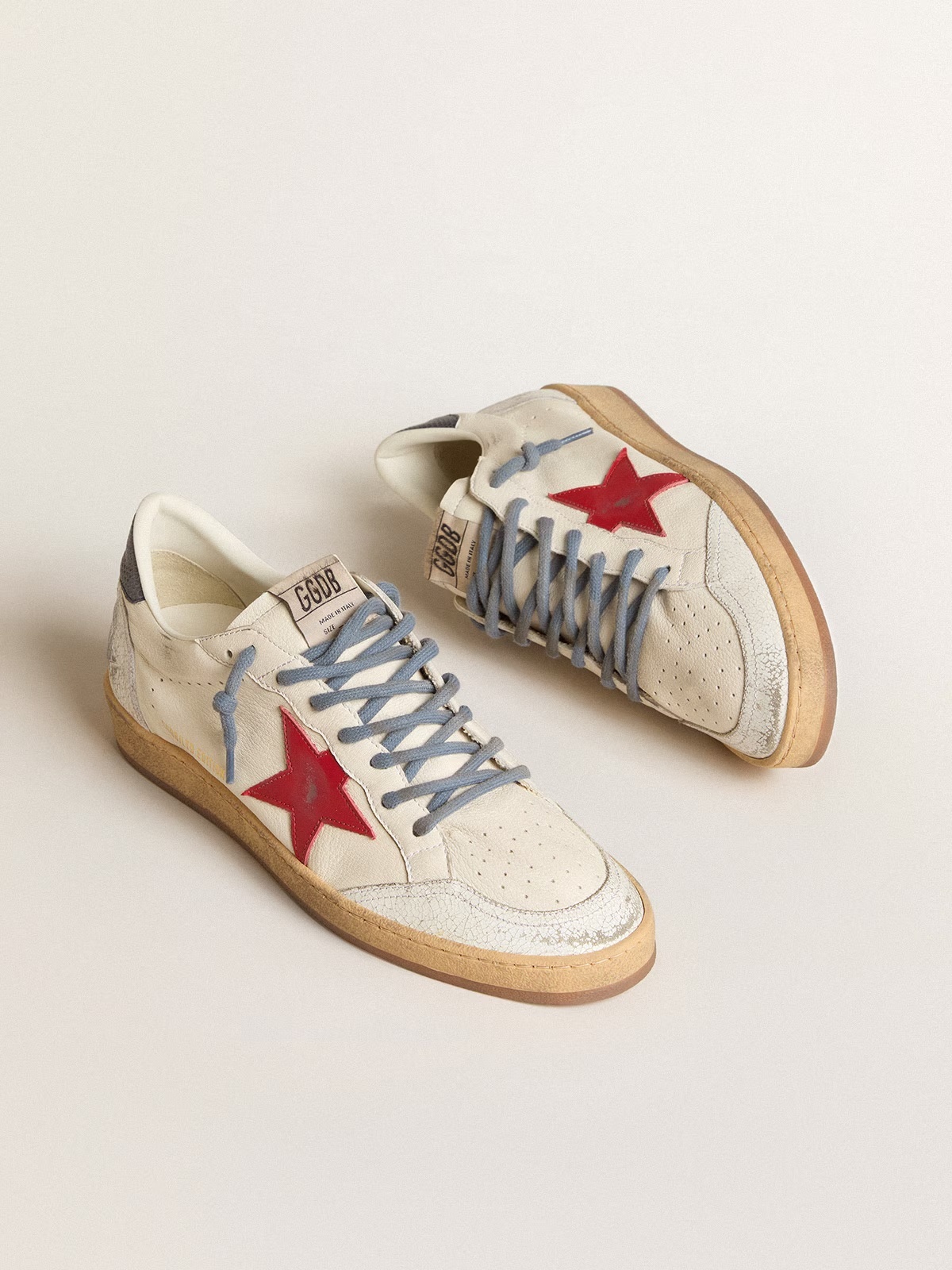 Golden Goose GGDB Ball Star LTD with red star and lizard-print leather heel tab