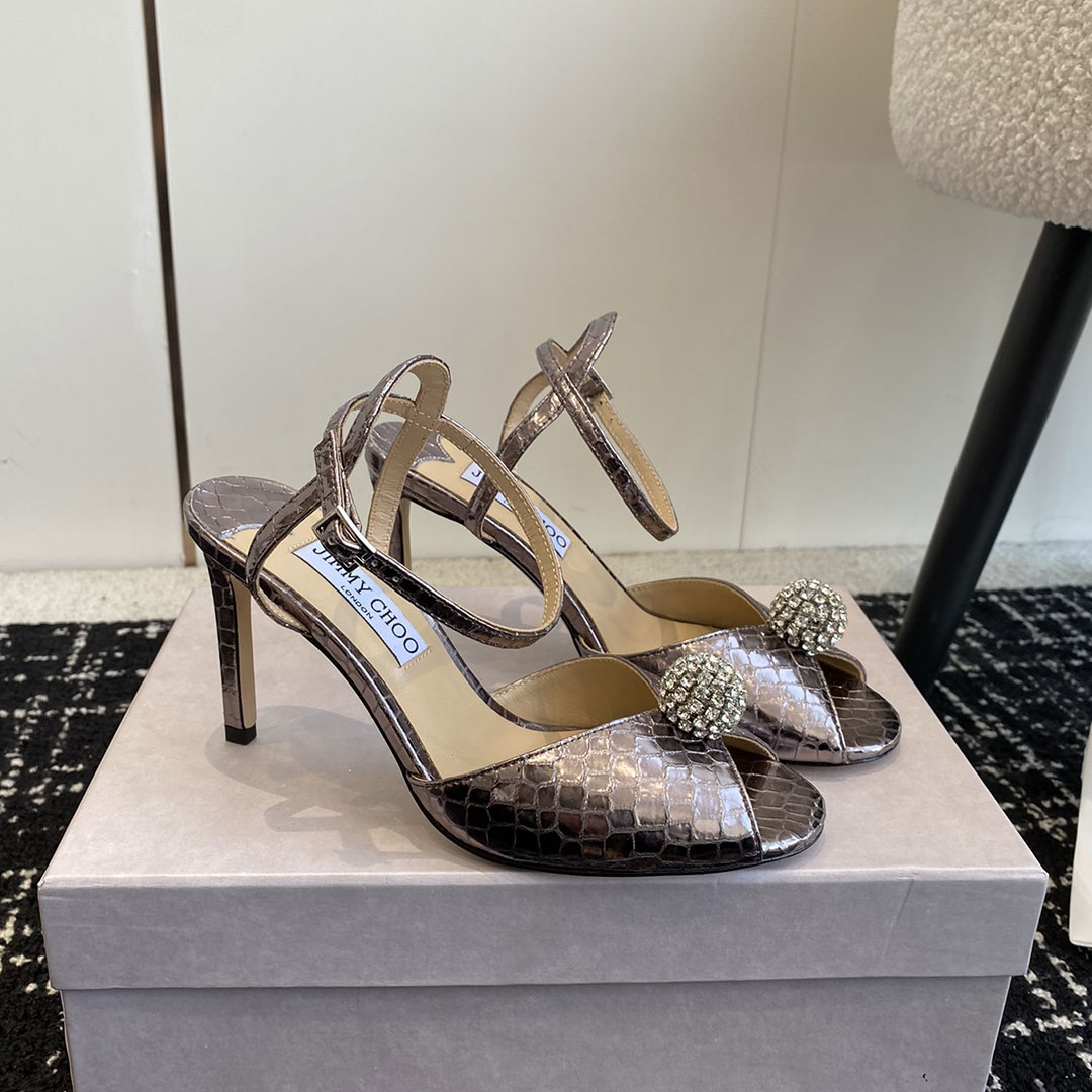 Jimmy Choo Sacora Leather Slingshot Fashion Buckle Slide Sandal (Replica)