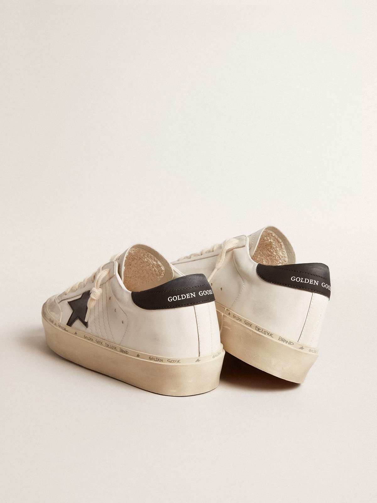 Golden Goose GGDB Woman's white bio-based Hi Star LTD with black bio-based star and heel tab