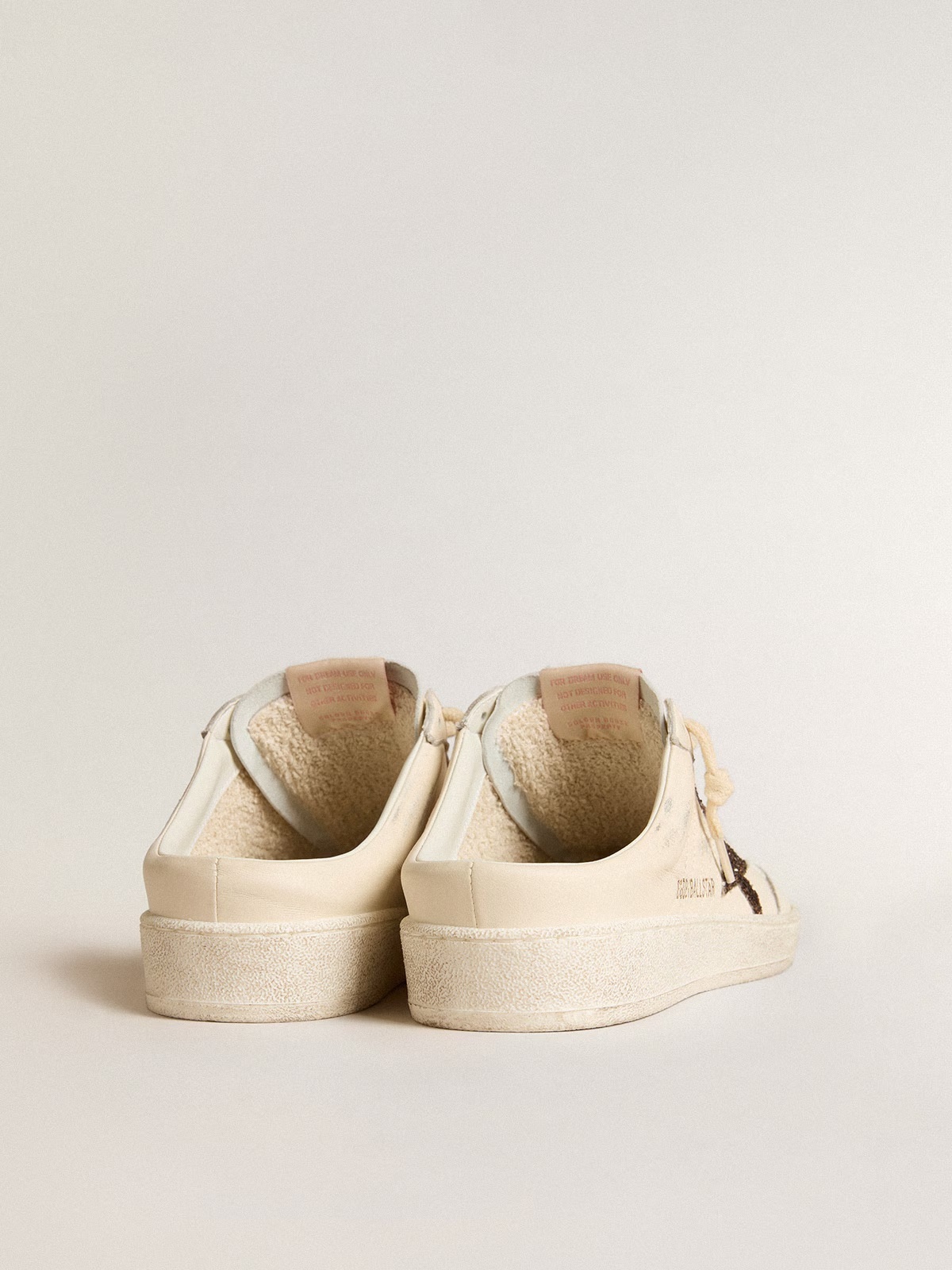 Golden Goose GGDB Ball Star Sabots in ivory nappa with bronze glitter star