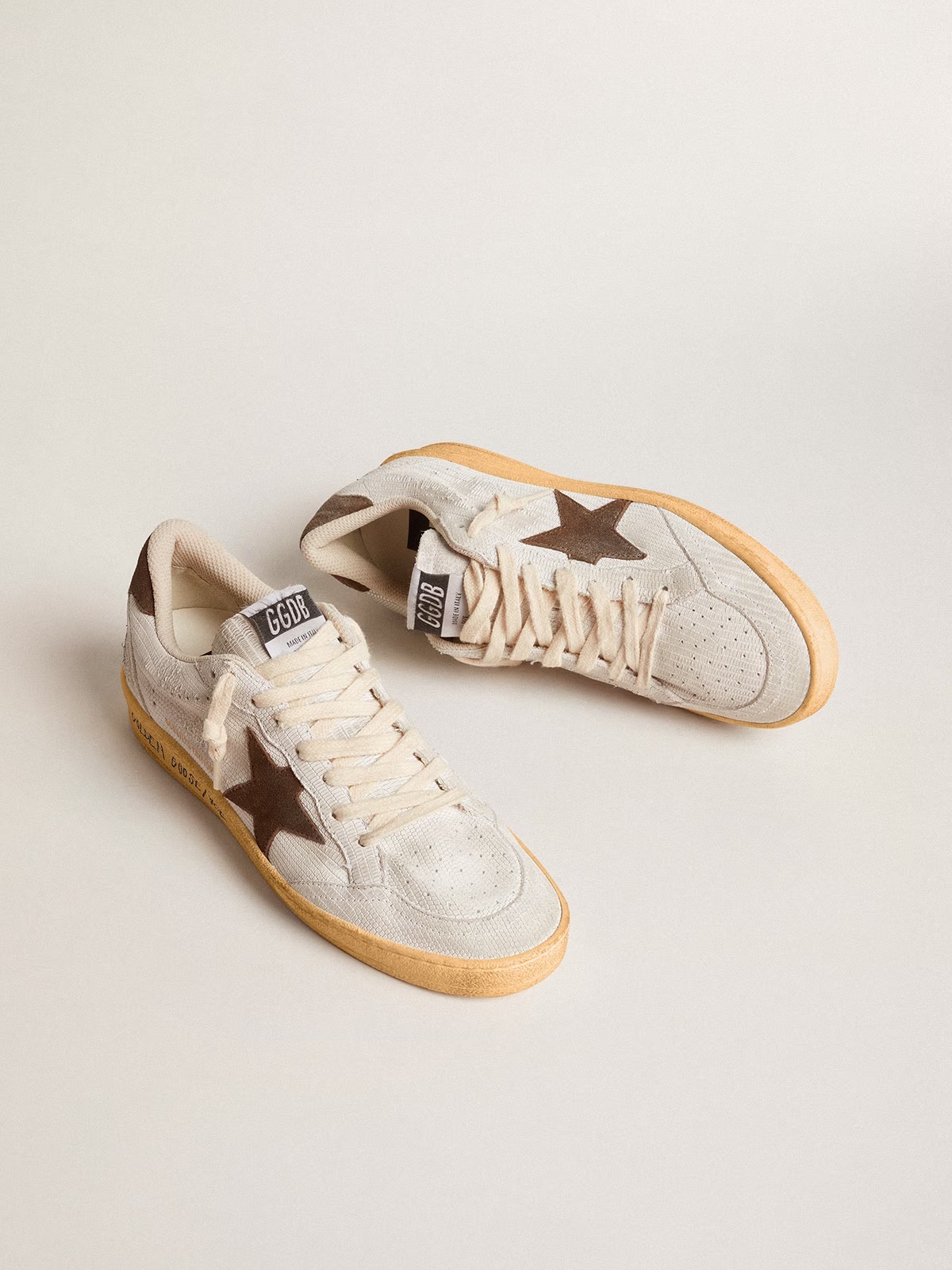 Golden Goose GGDB Women's Ball Star LTD CNY in white leather with ivory star