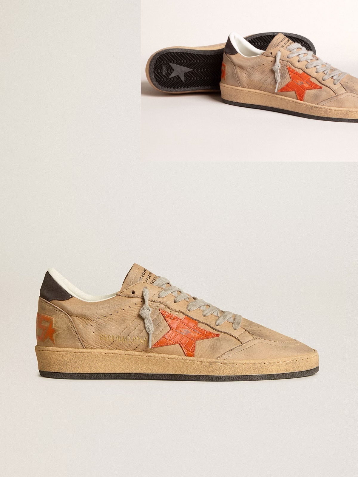 Golden Goose GGDB Ball Star in beige nubuck with croc-print leather star and nubuck heel tab