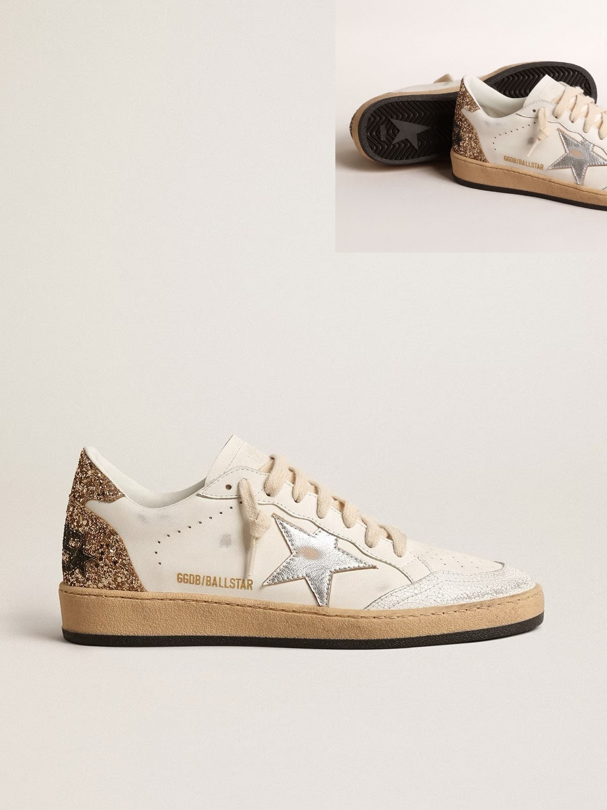 Golden Goose GGDB Ball Star with metallic leather star and glitter heel tab