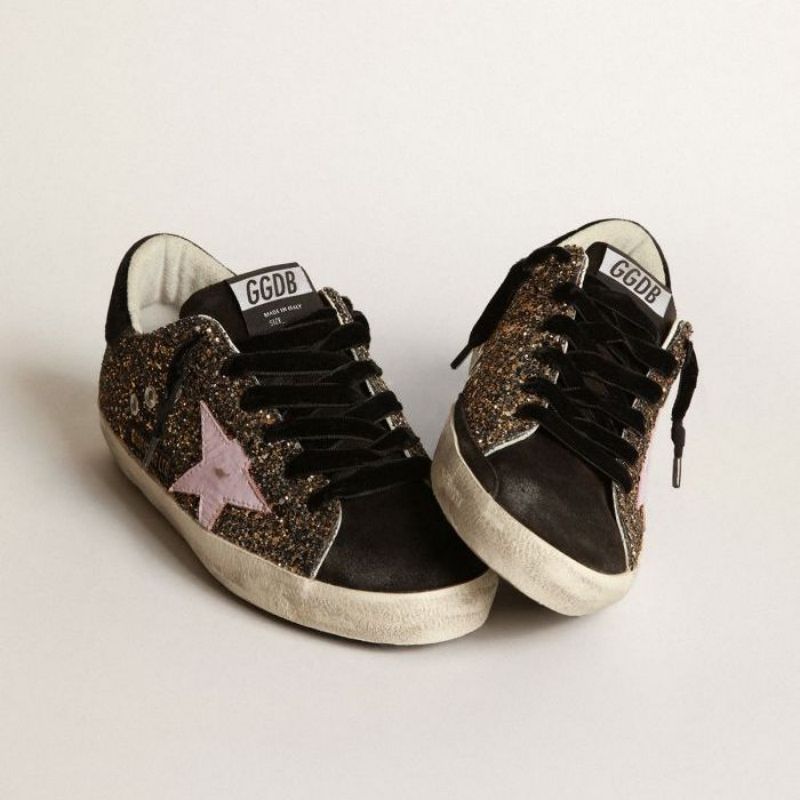 Golden Goose GGDB Super-Star sneakers in glitter with red leather star