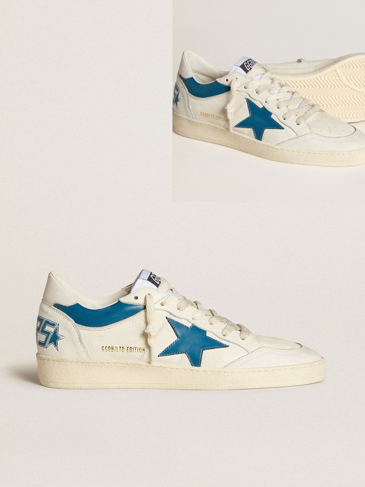 Golden Goose GGDB Ball Star LTD in nappa with turquoise leather star and white heel tab