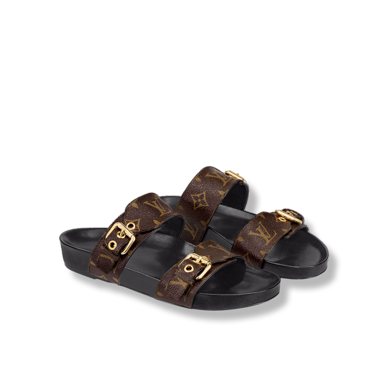 Louis Vuitton LV Bom Dia Flap Mule Leather Slide Sandals  (Replica)