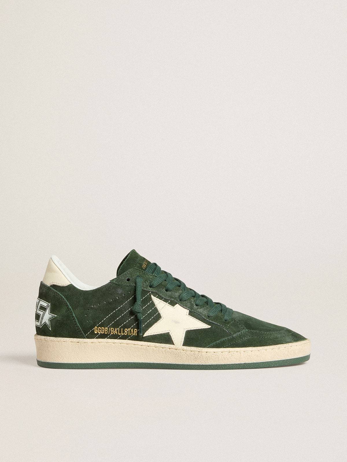 Golden Goose GGDB Women's Ball Star in green suede with white leather star and heel tab
