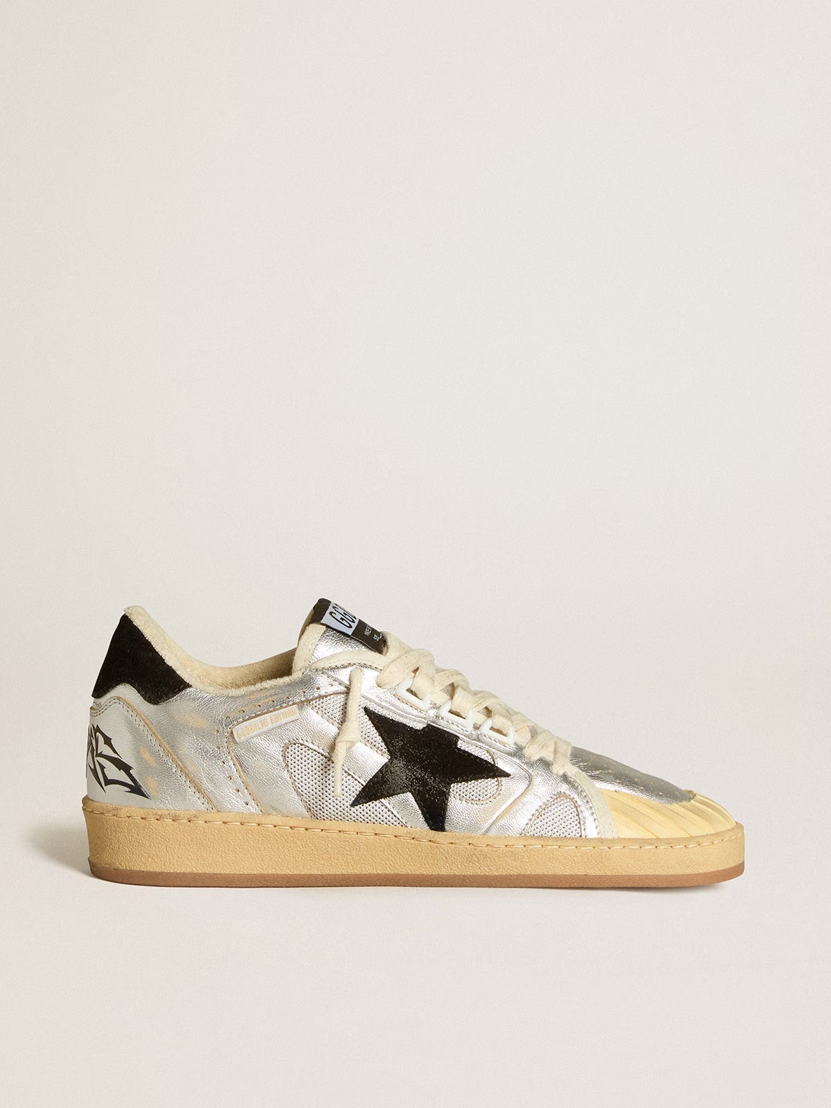 Golden Goose GGDB Ball Star in nappa and suede with black glitter star and heel tab