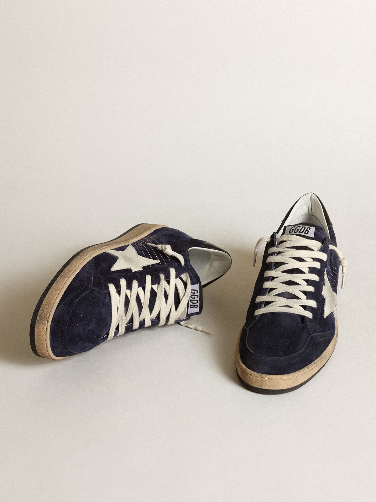 Golden Goose GGDB Men's Ball Star in dark blue suede with white nubuck star