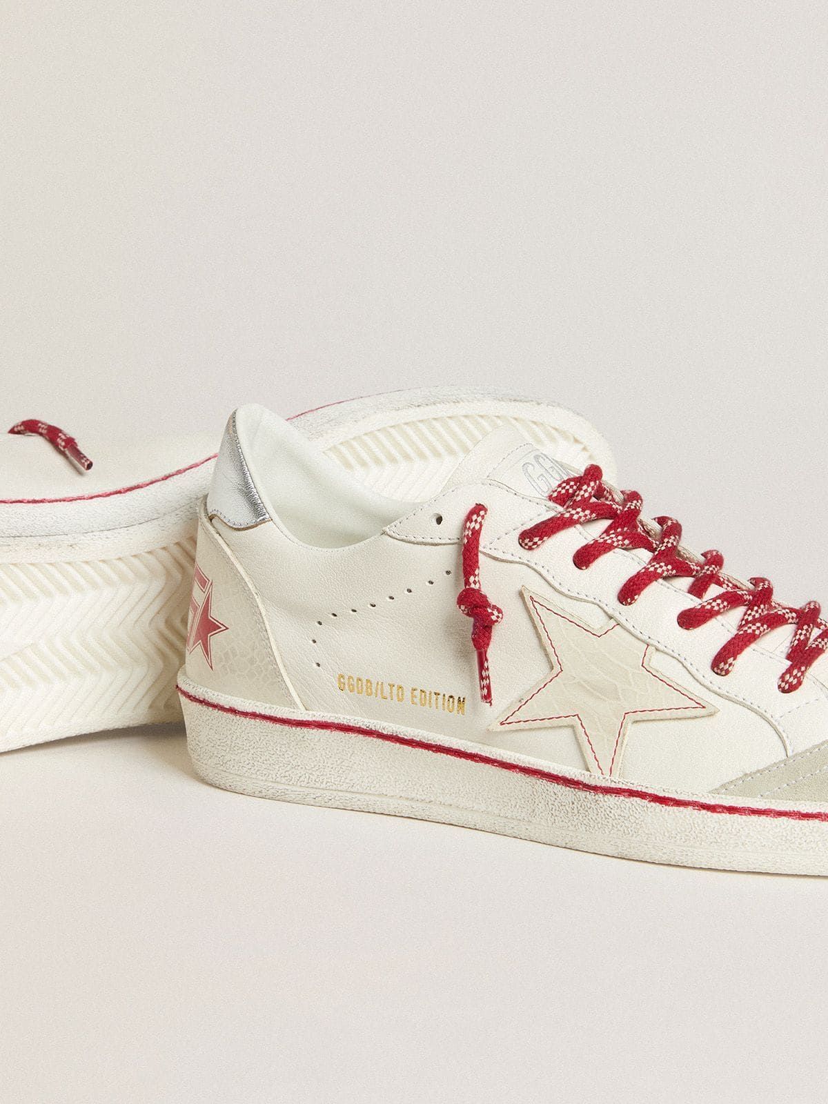 Golden Goose GGDB Men's Ball Star LTD CNY in white leather with a lived-in effect