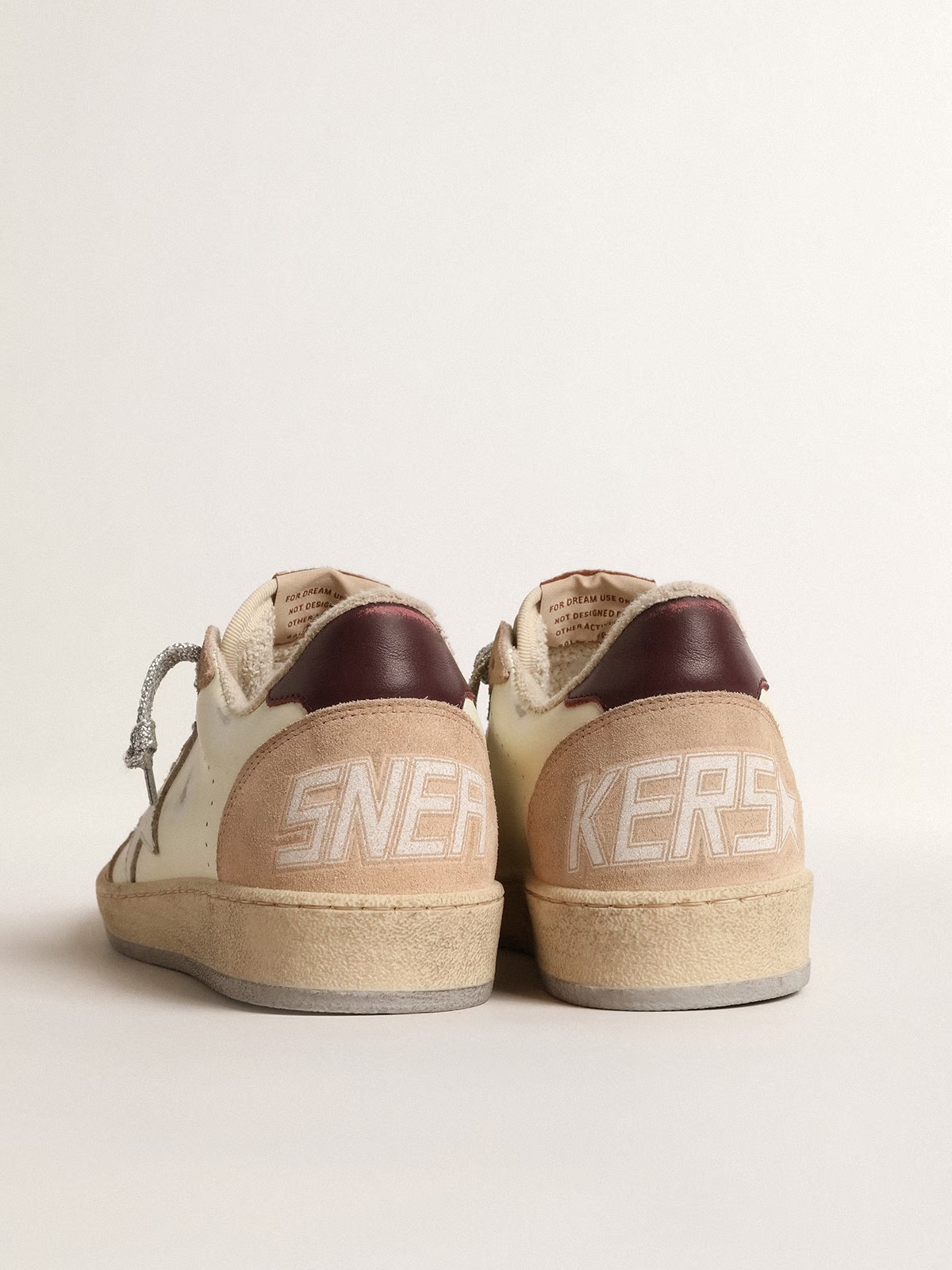 Golden Goose GGDB Women's Ball Star LTD with white star and burgundy leather heel tab