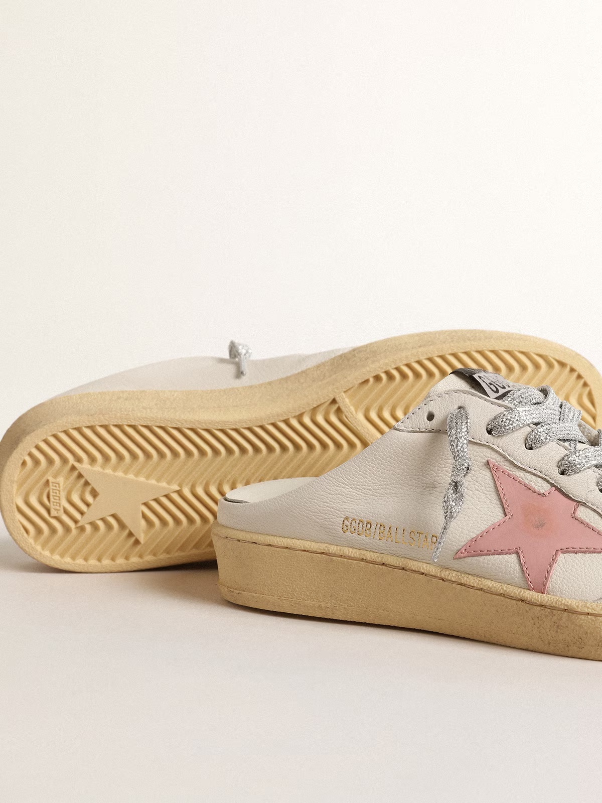 Golden Goose GGDB Ball Star Sabots with glitter star and shearling lining