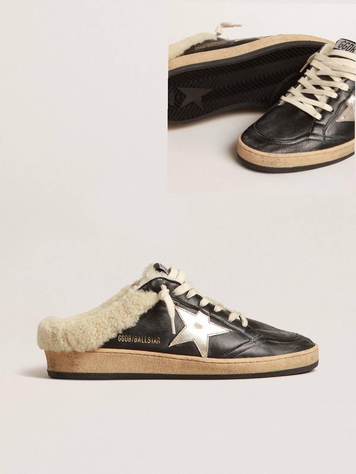 Golden Goose GGDB Women's Ball Star LTD in nappa with pink suede star and dove-gray inserts