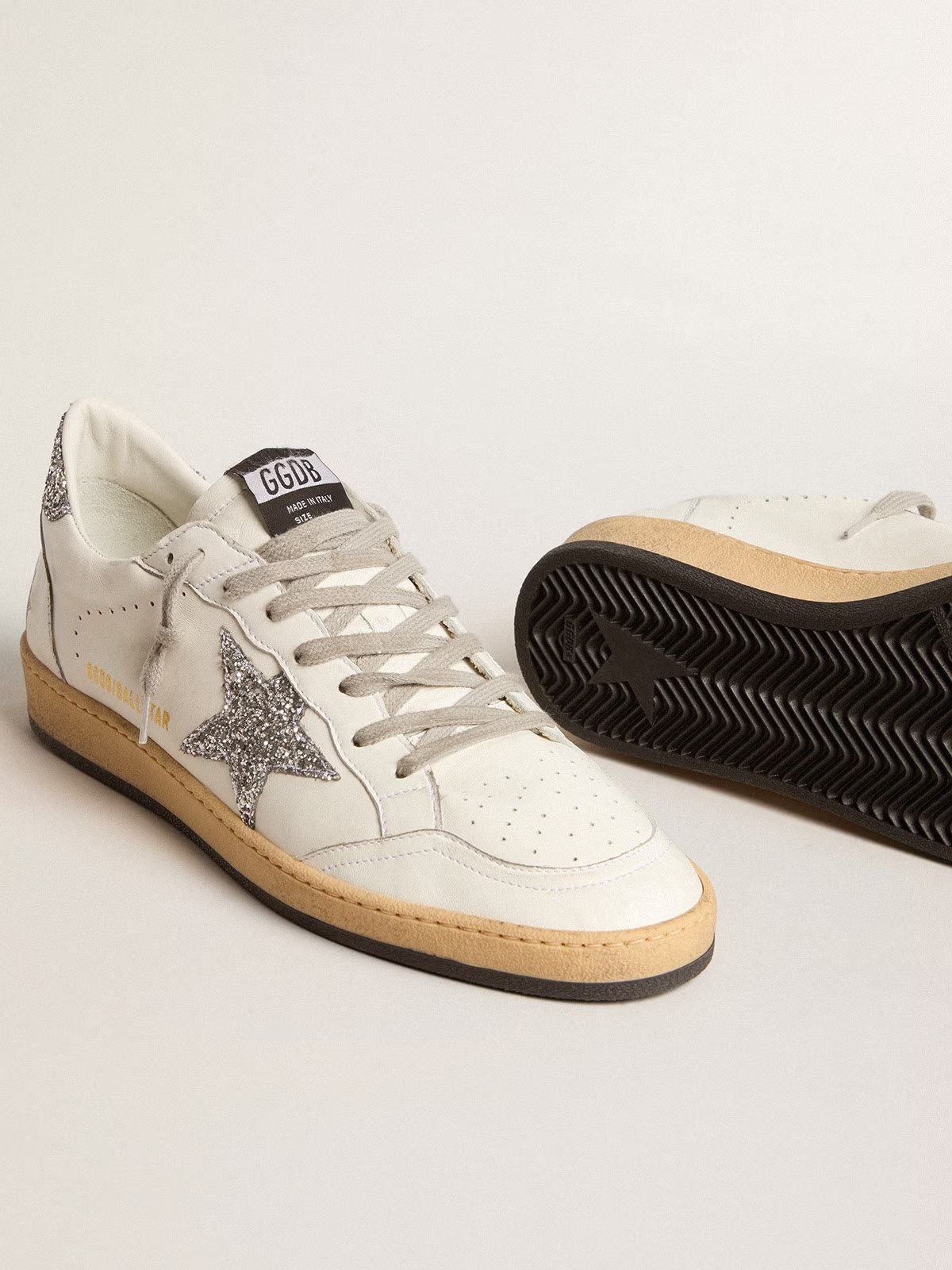 Golden Goose GGDB Men's Ball Star Wishes in nappa leather with glitter star and heel tab