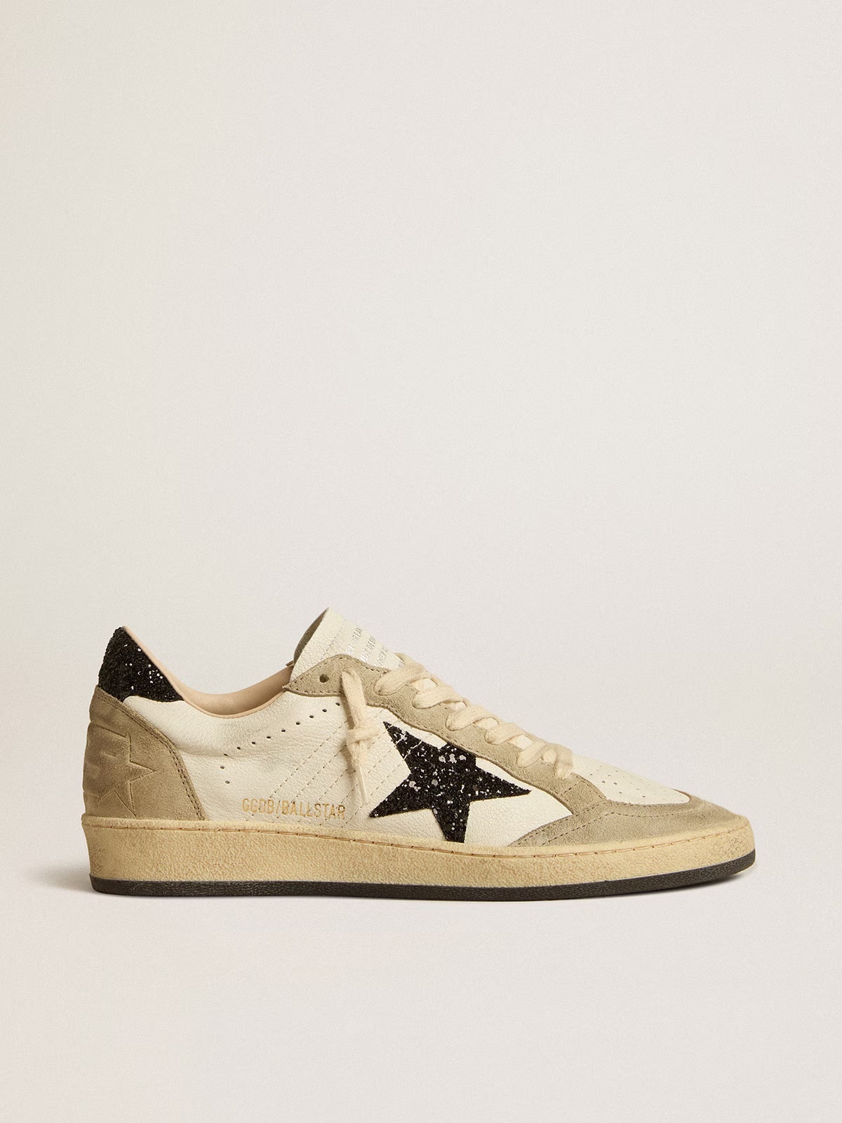 Golden Goose GGDB Ball Star in nappa and suede with black glitter star and heel tab