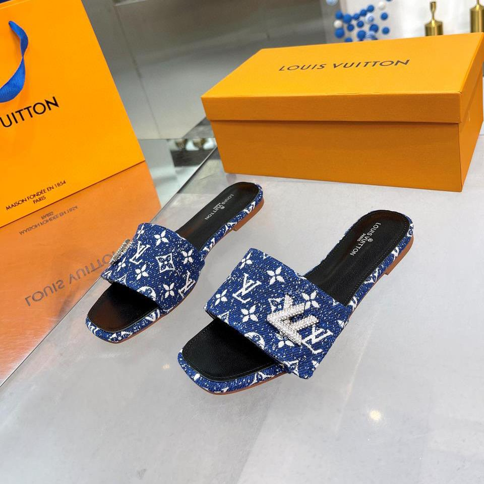 Louis Vuitton LV Flat Flat Flip-flops  Slide Sandal (Replica)