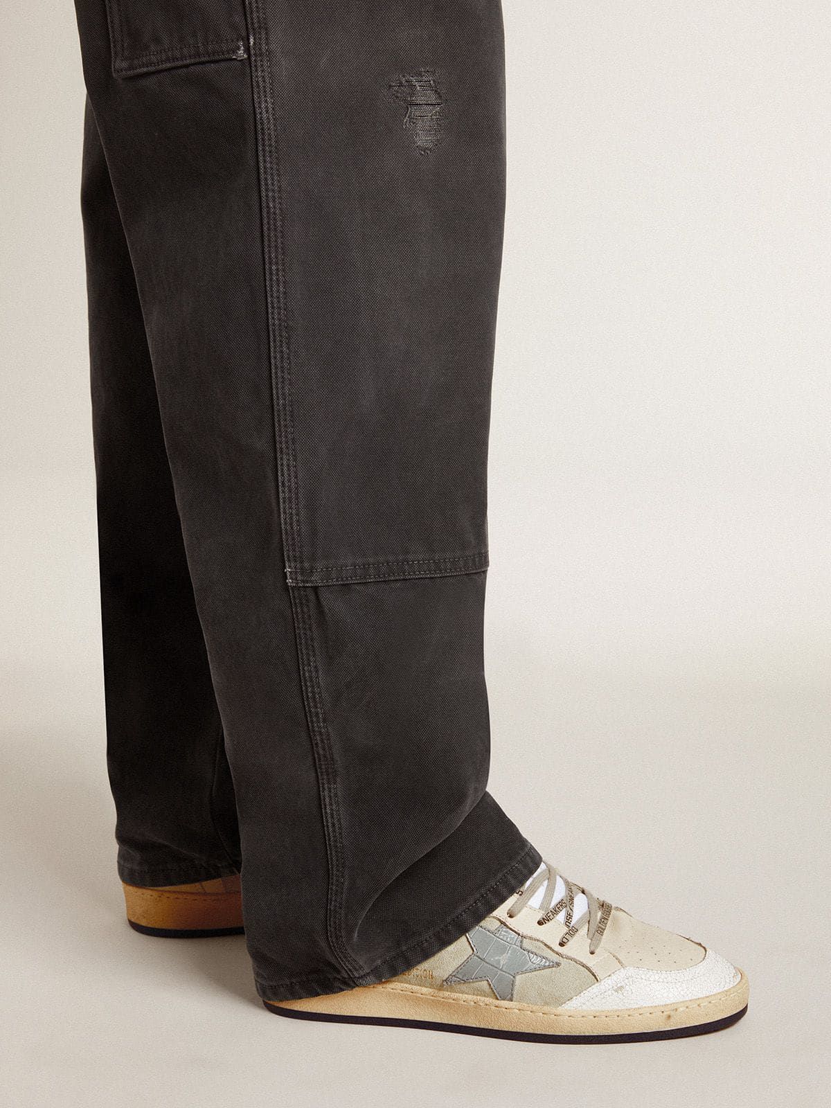 Golden Goose GGDB Men's Ball Star LTD in leather and suede with crocodile print leather star