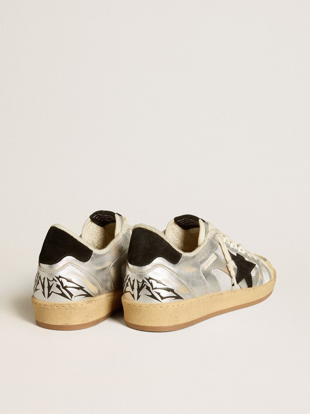 Golden Goose GGDB Ball Star LAB in silver leather with black suede star and heel tab