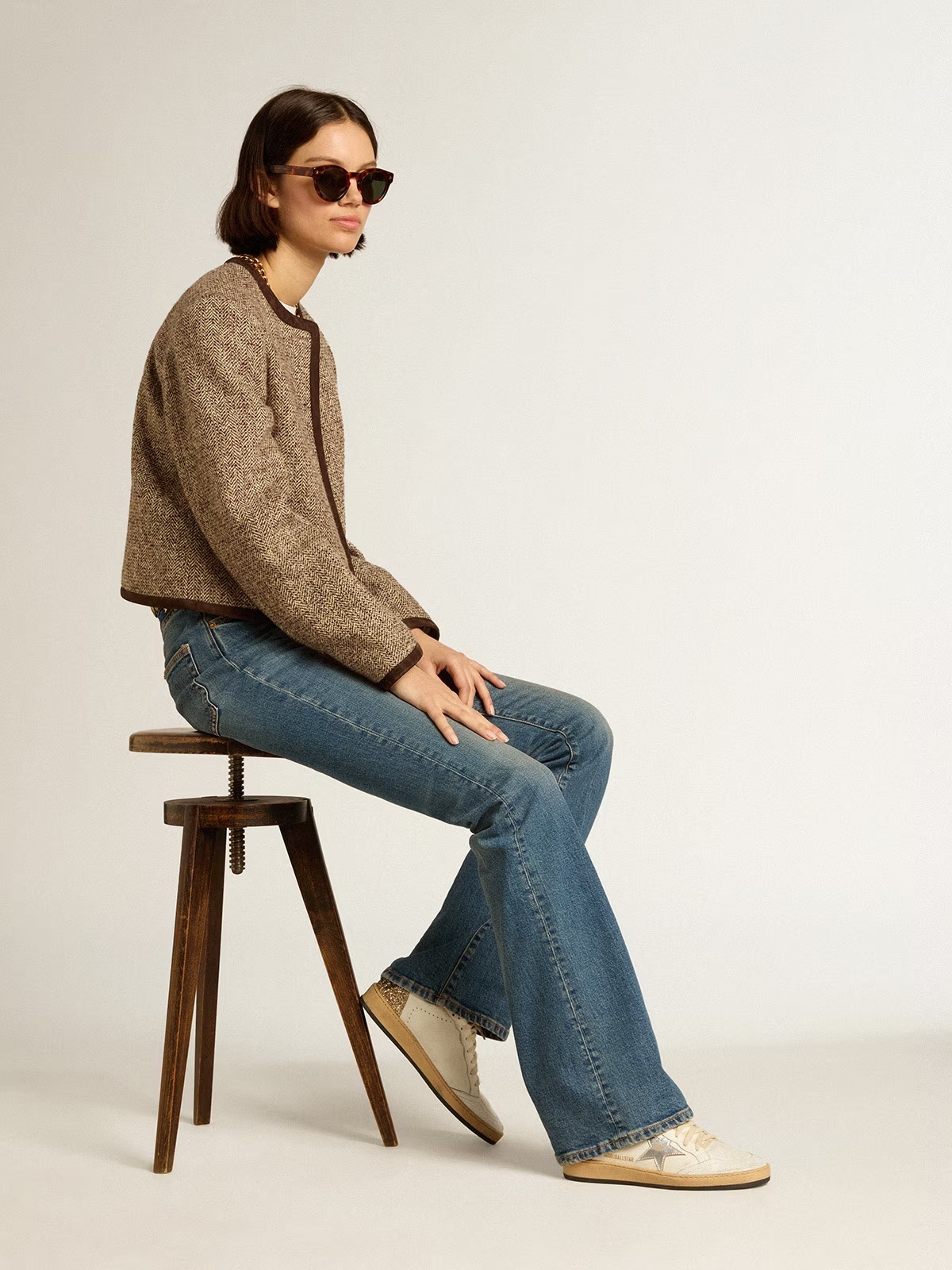 Golden Goose GGDB Ball Star with metallic leather star and glitter heel tab