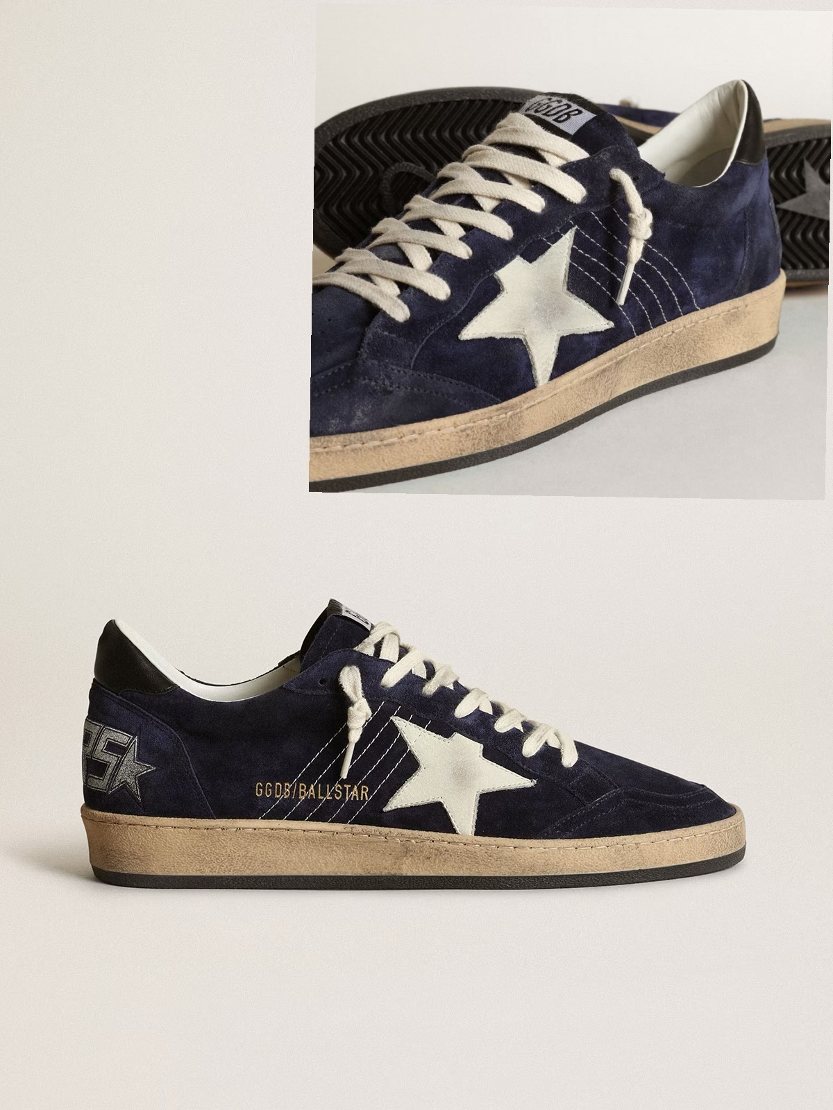 Golden Goose GGDB Men's Ball Star in dark blue suede with white nubuck star