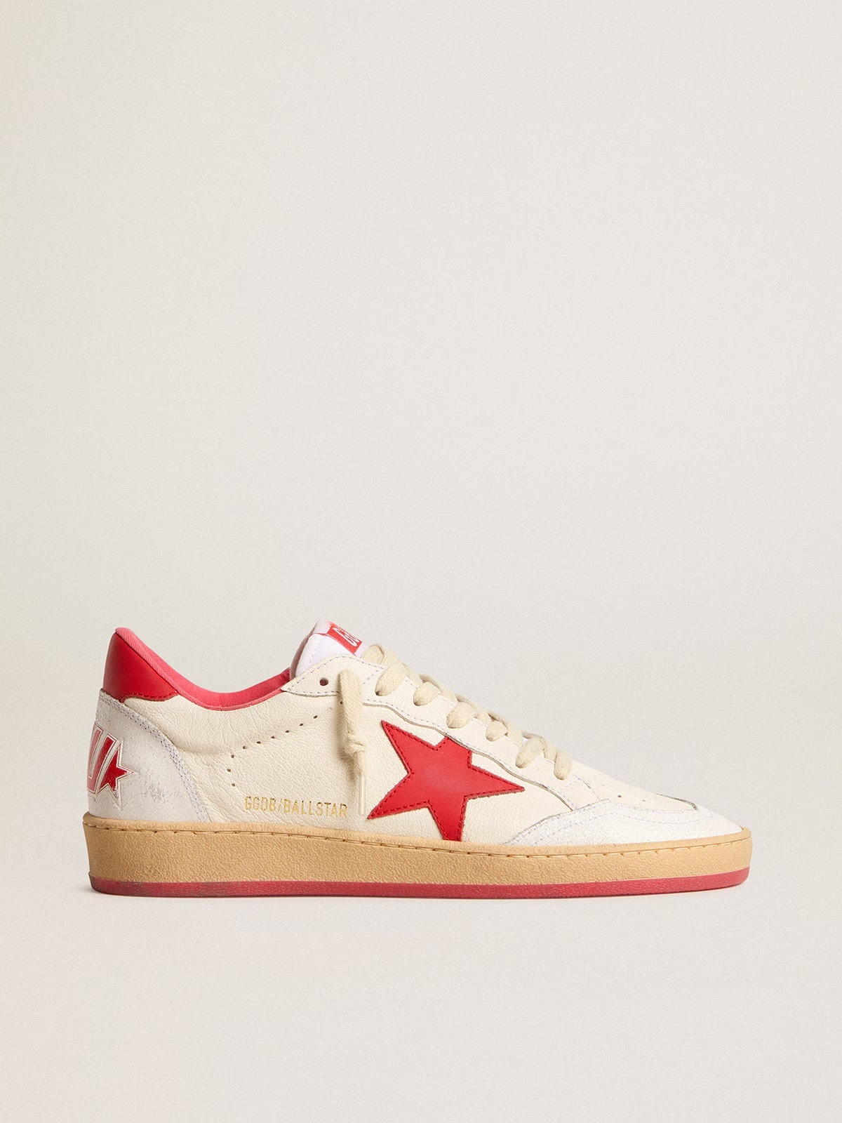 Golden Goose GGDB Women's Ball Star Wishes in white leather with a red star and heel tab