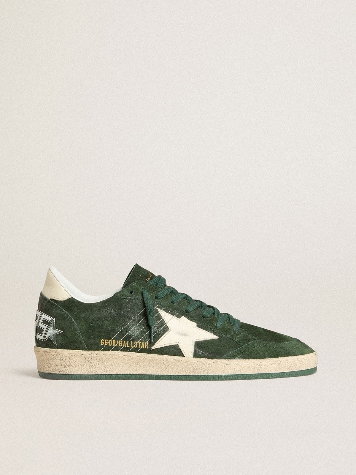 Golden Goose GGDB Men's Ball Star in green suede with white leather star and heel tab
