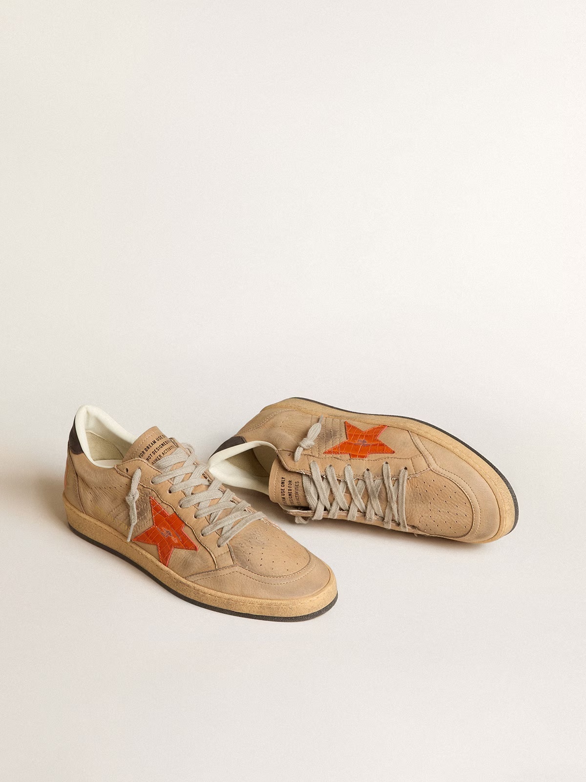 Golden Goose GGDB Ball Star in beige nubuck with croc-print leather star and nubuck heel tab