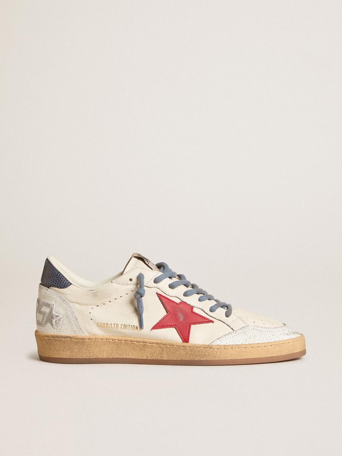 Golden Goose GGDB Ball Star LTD with red star and lizard-print leather heel tab