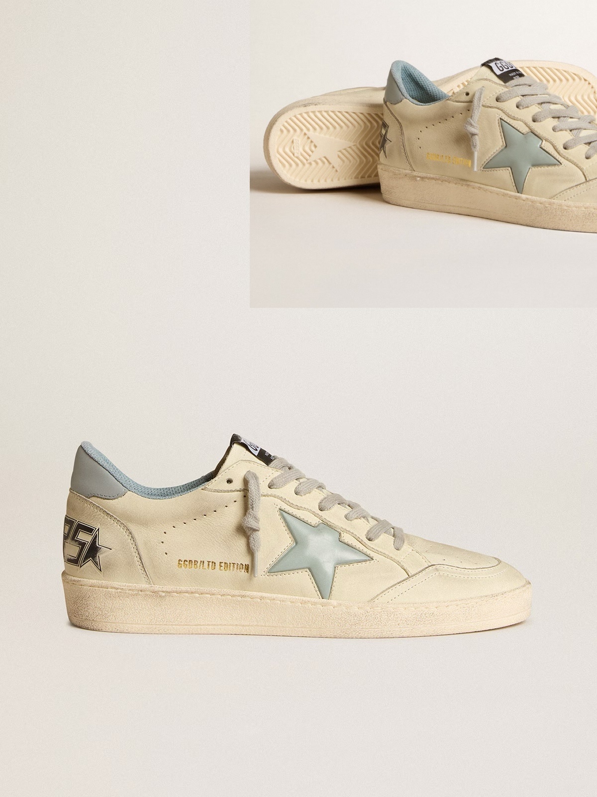 Golden Goose GGDB Men's Ball Star LTD with light blue plastic star and leather heel tab