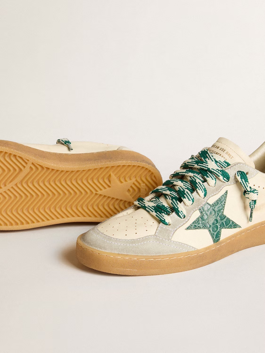 Golden Goose GGDB Women's Ball Star LTD in nappa with green crocodile-print leather star