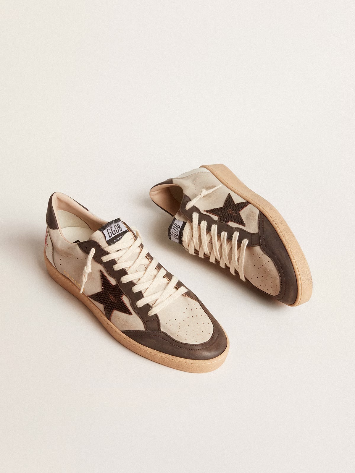 Golden Goose GGDB Ball Star LTD in nappa with brown star and gray leather heel tab
