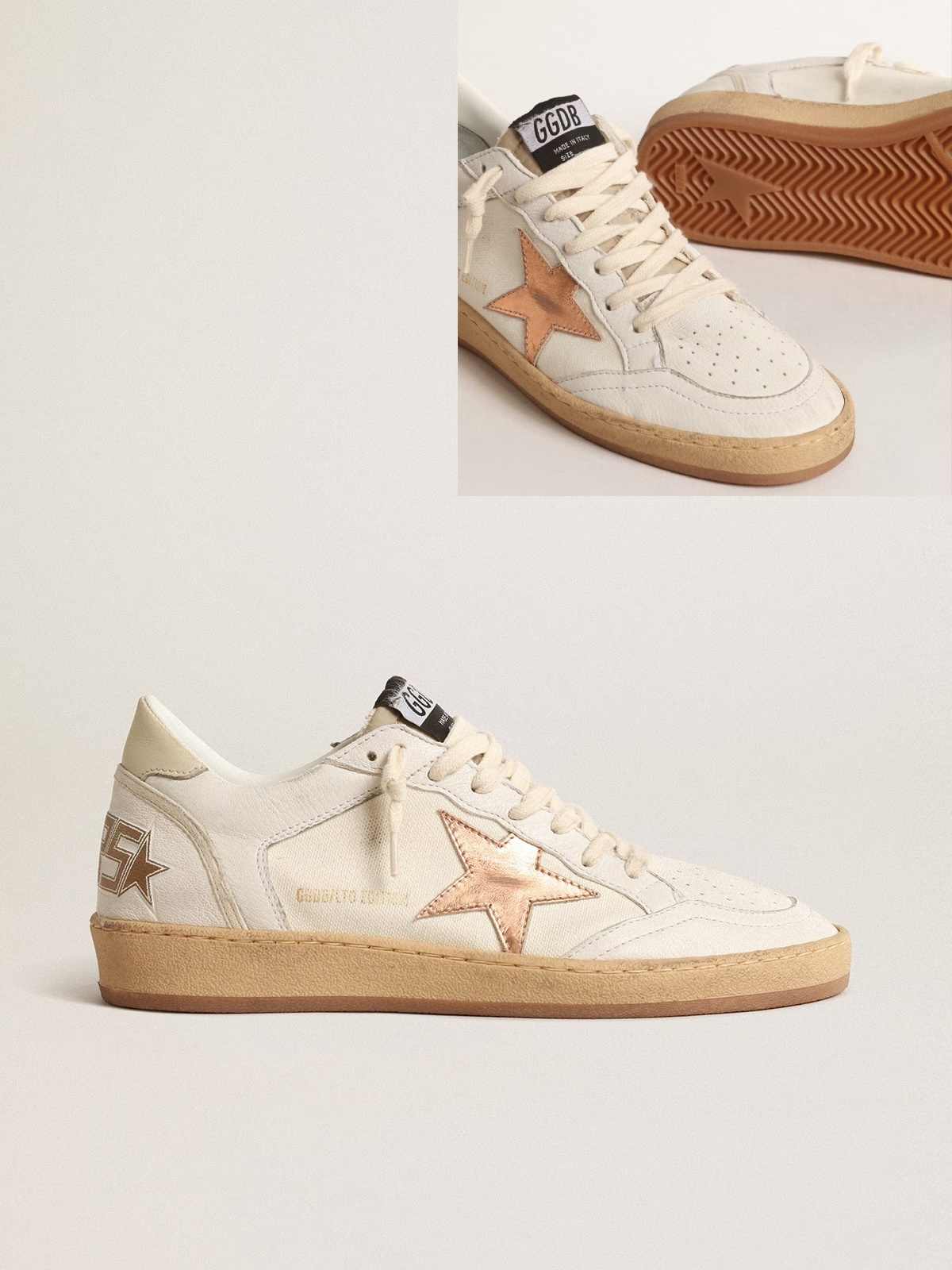 Golden Goose GGDB Ball Star LTD in canvas and nappa with bronze metallic leather star
