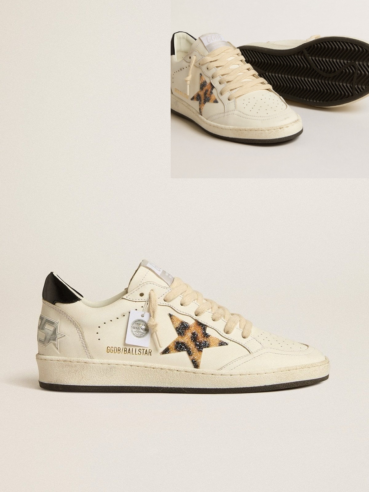 Golden Goose GGDB Women's Ball Star with leopard-print star embellished with Swarovski crystal