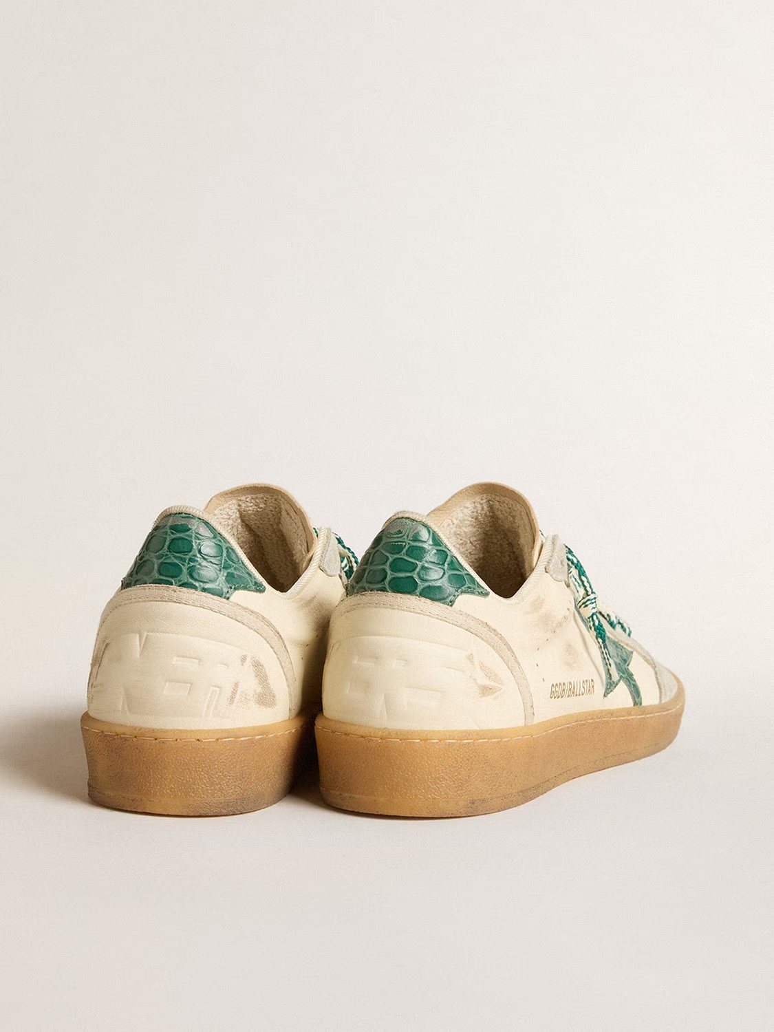 Golden Goose GGDB Women's Ball Star LTD in nappa with green crocodile-print leather star