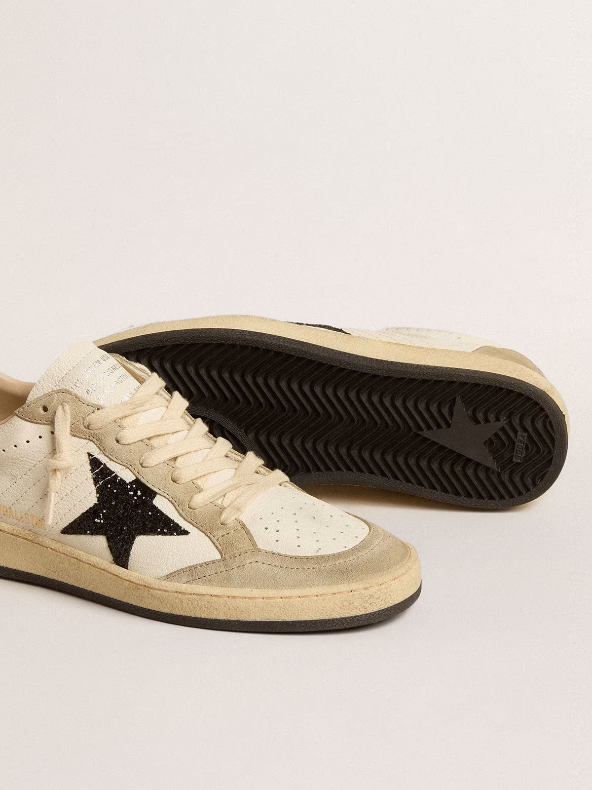 Golden Goose GGDB Ball Star LTD in nappa leather and suede with cream star and silver heel tab