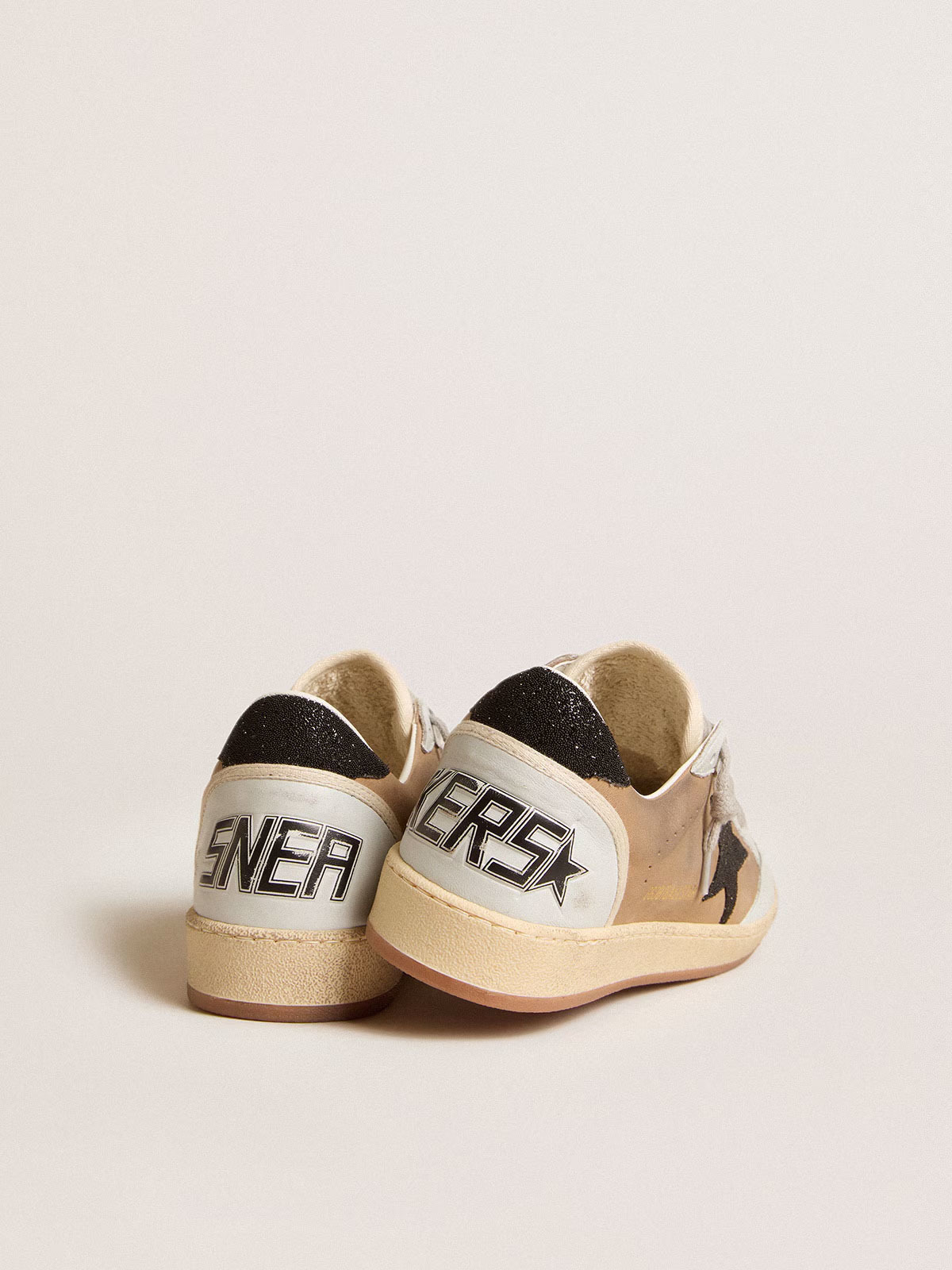 Golden Goose GGDB Ball Star in beige nubuck and nappa with black Swarovski crystal star