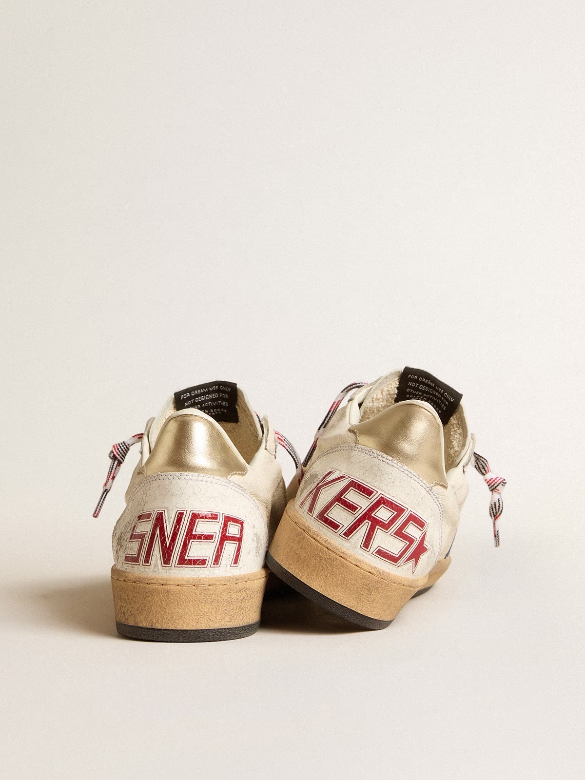 Golden Goose GGDB Men's Ball Star in nappa leather with blue suede star and platinum leather heel