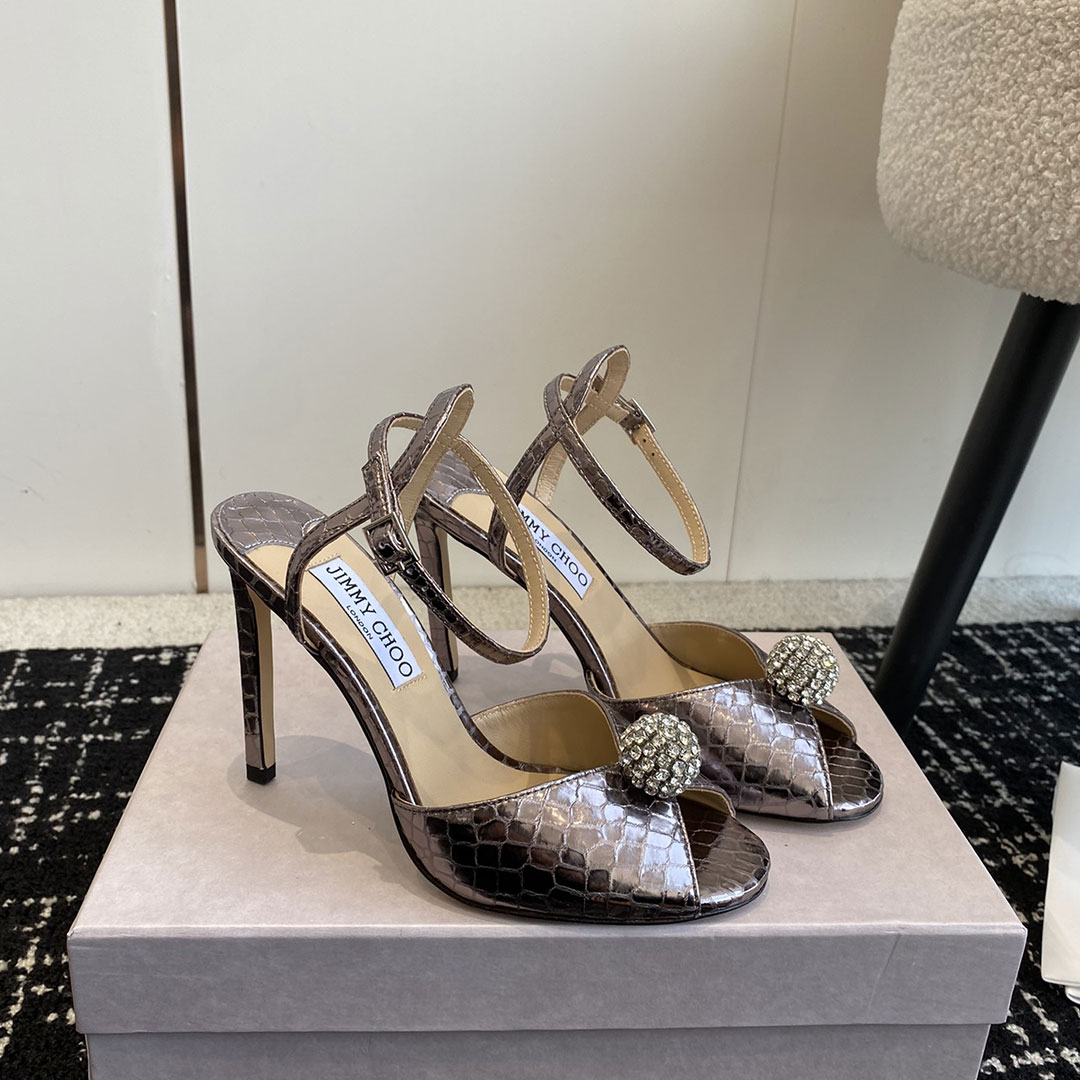 Jimmy Choo Sacora Leather Slingshot Fashion Buckle Slide Sandal (Replica)