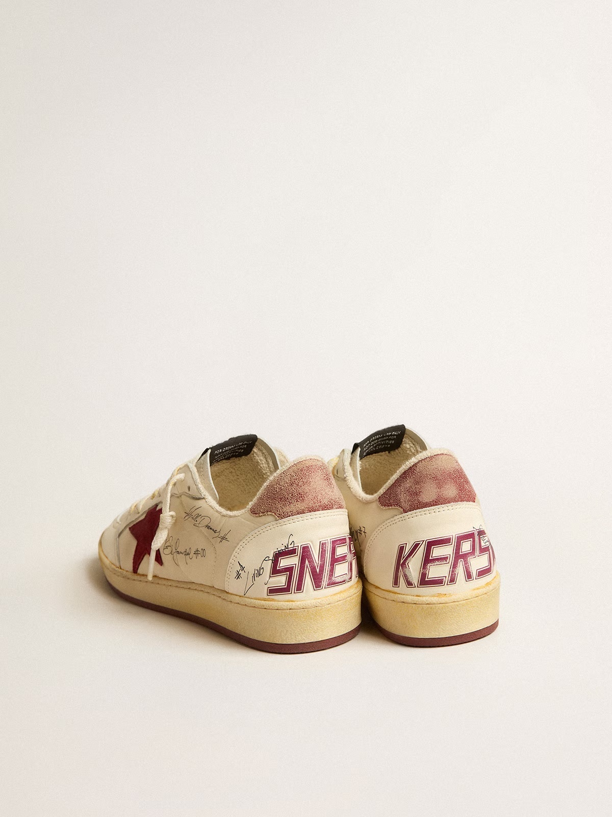 Golden Goose GGDB Men's Ball Star LTD in nylon with pomegranate suede star and leather heel tab