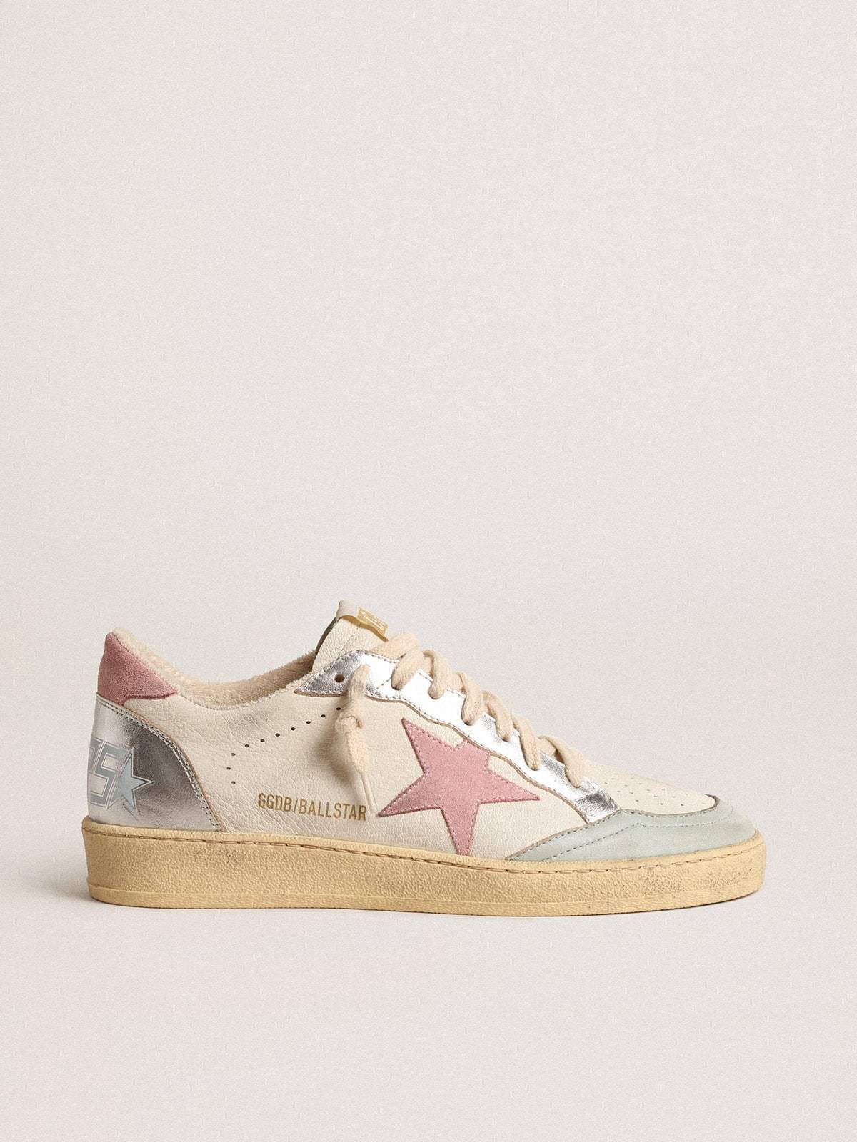 Golden Goose GGDB Ball Star with pink suede star and metallic leather inserts