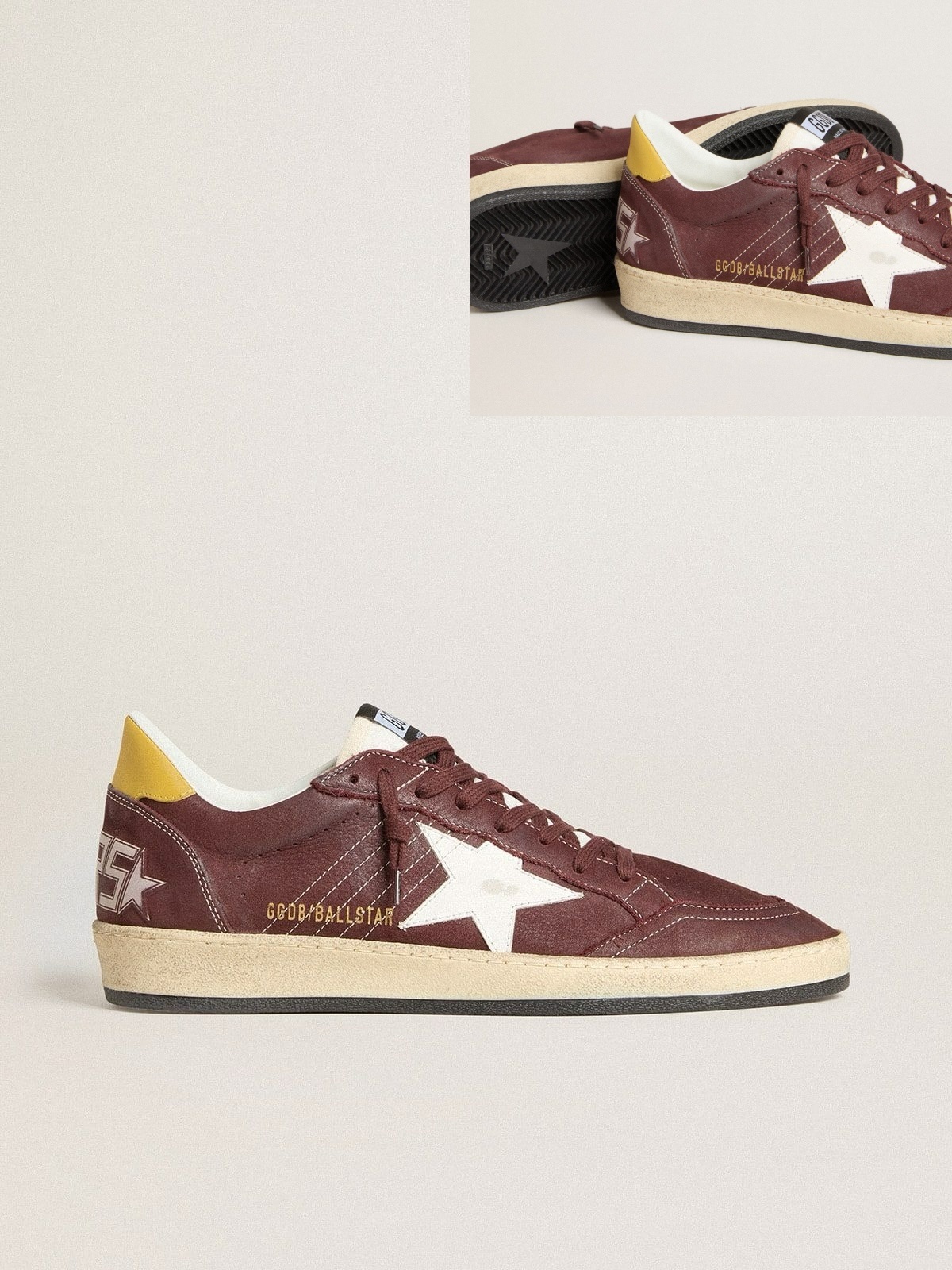 Golden Goose GGDB Men's Ball Star in chocolate nubuck with leather star and heel tab