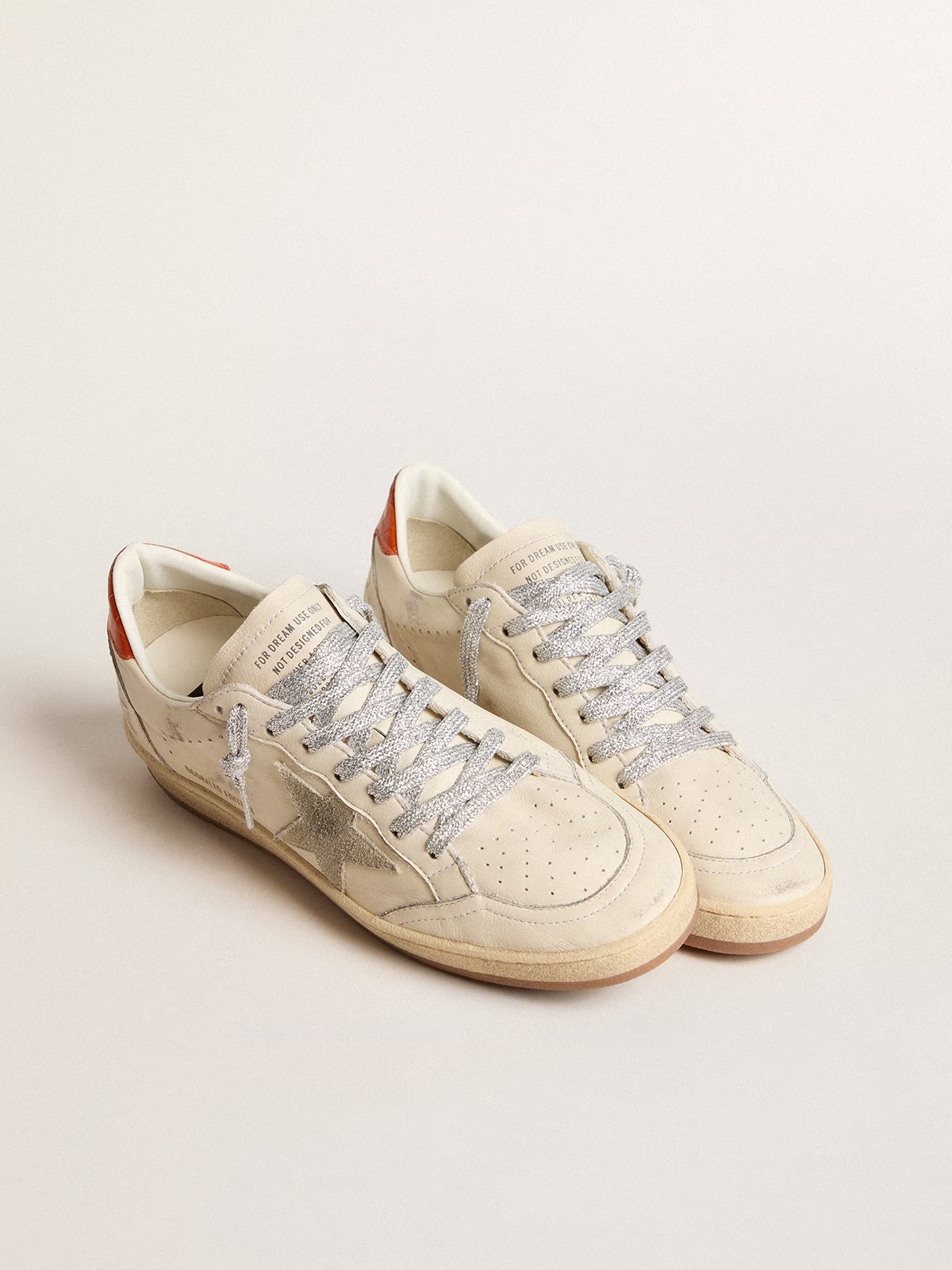 Golden Goose GGDB Ball Star LTD with ice-gray suede star and orange heel tab