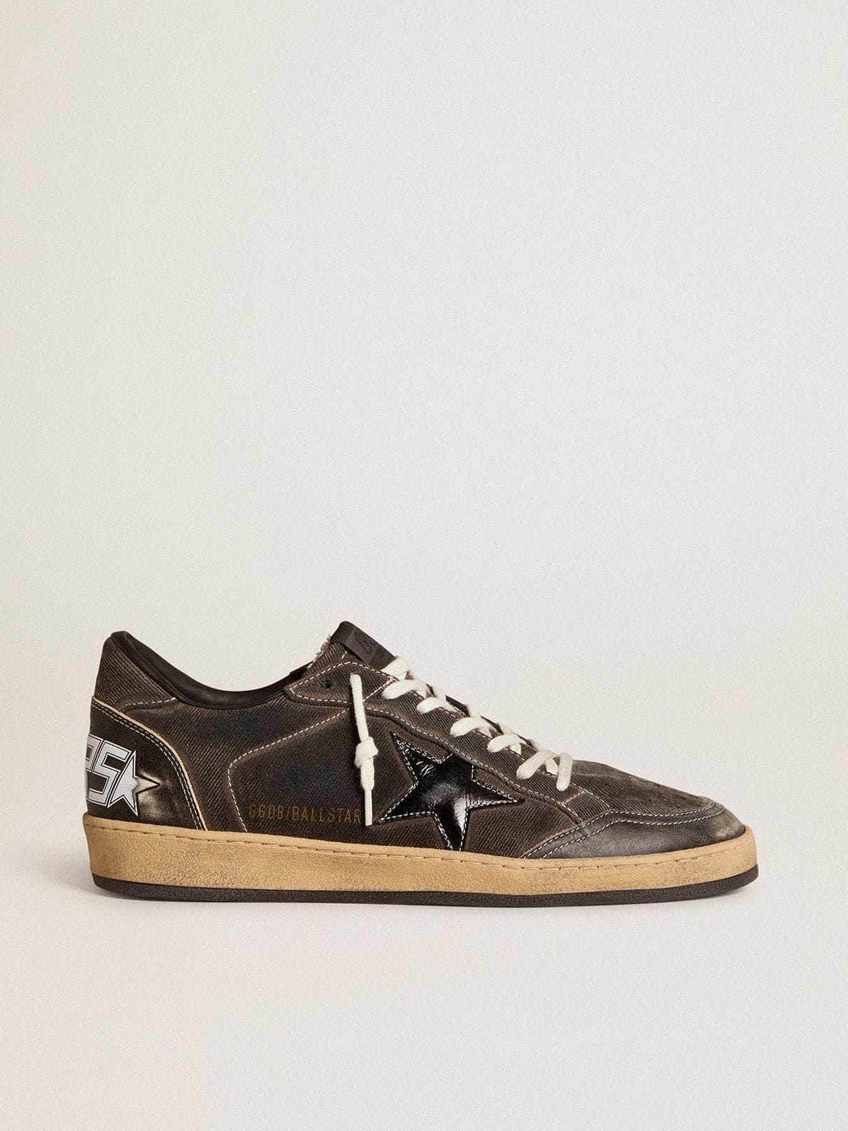Golden Goose GGDB Ball Star in black denim with black leather star and inserts