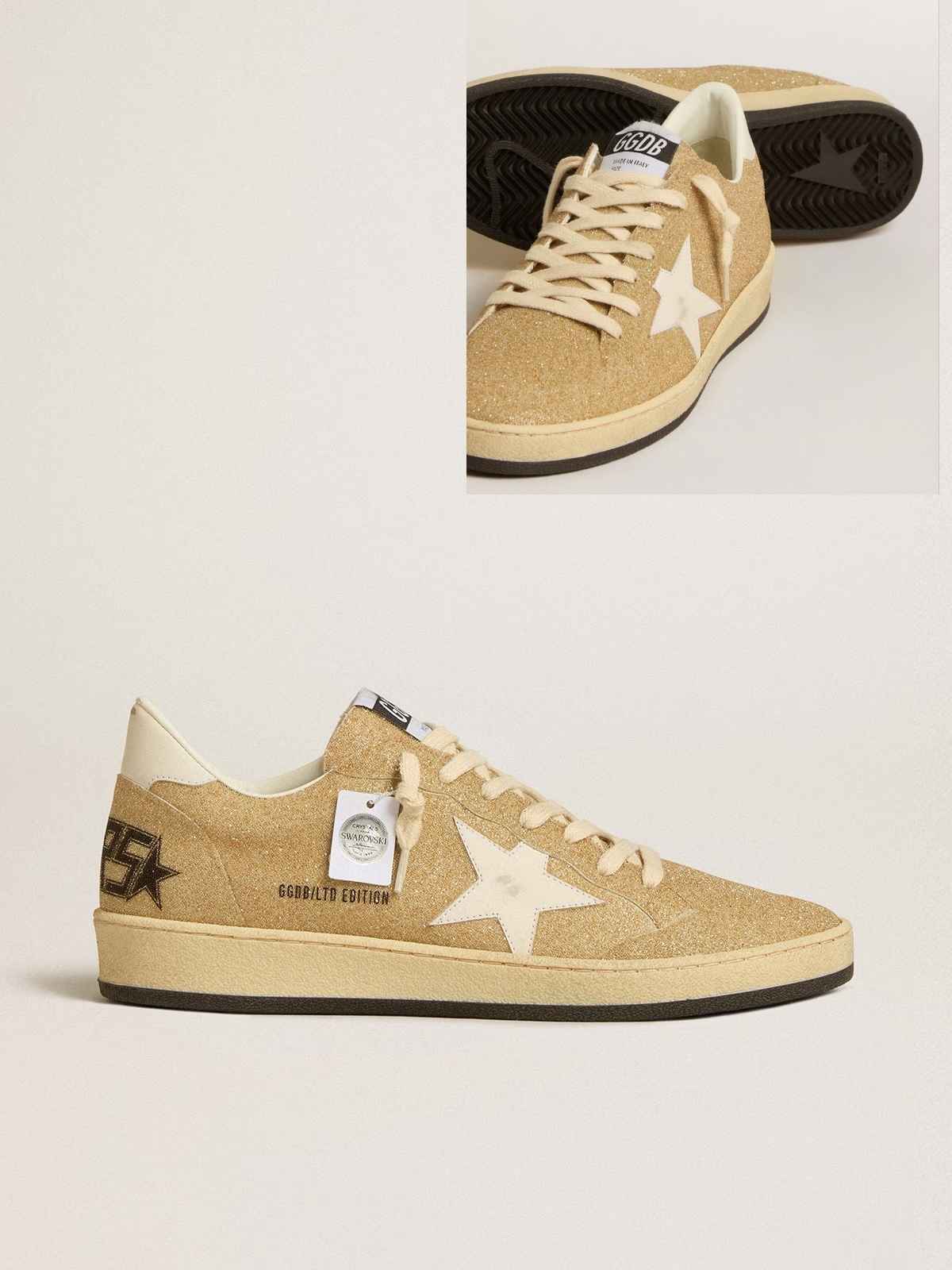 Golden Goose GGDB Women's Ball Star with leopard-print star embellished with Swarovski crystal