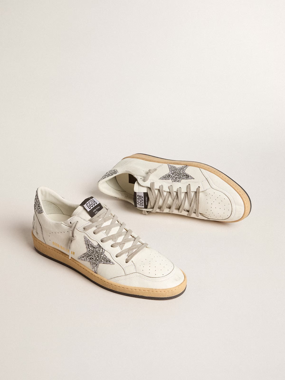 Golden Goose GGDB Men's Ball Star Wishes in nappa leather with glitter star and heel tab