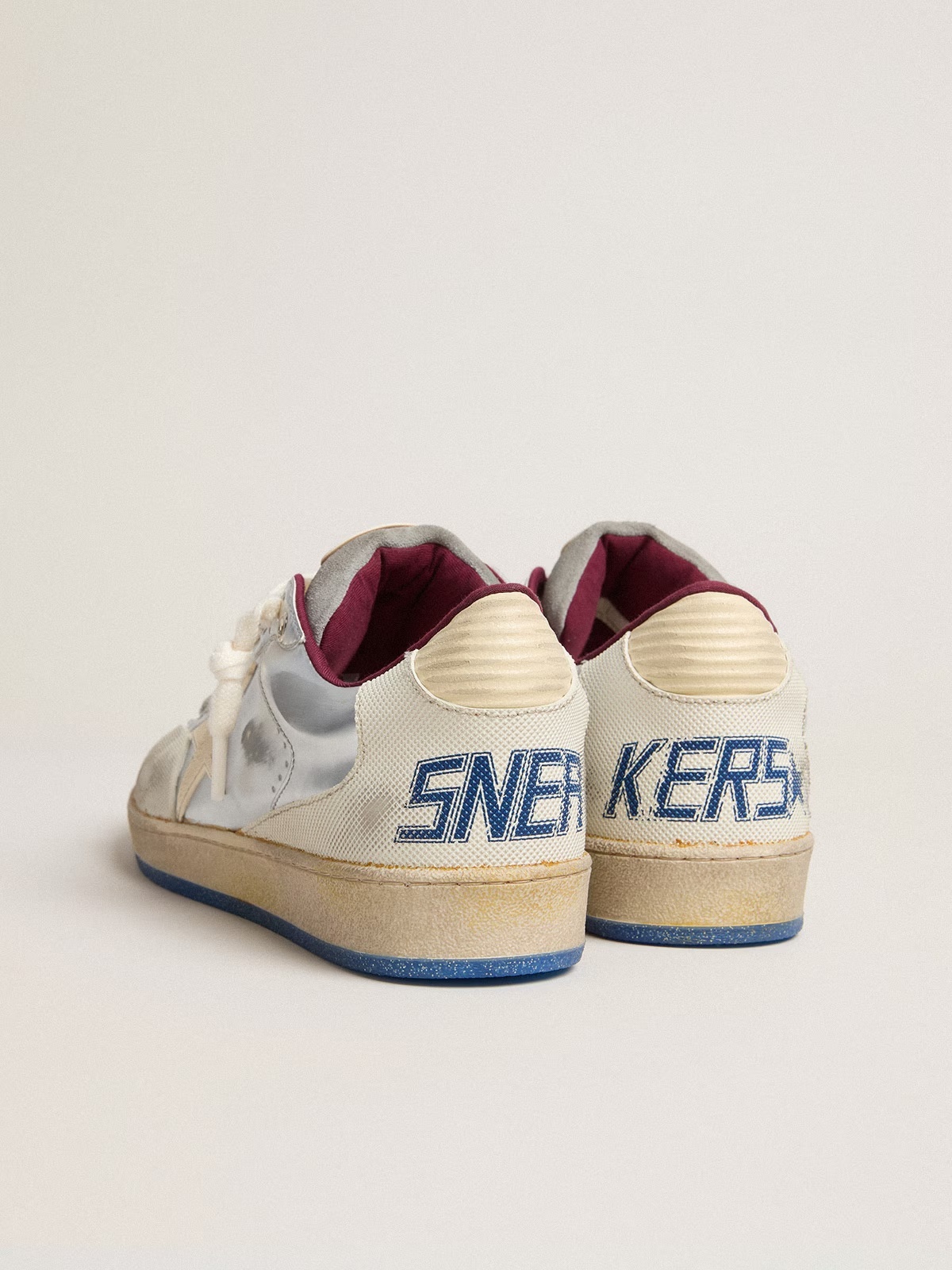 Golden Goose GGDB Ball Star with silver glitter star and pink glitter heel tab