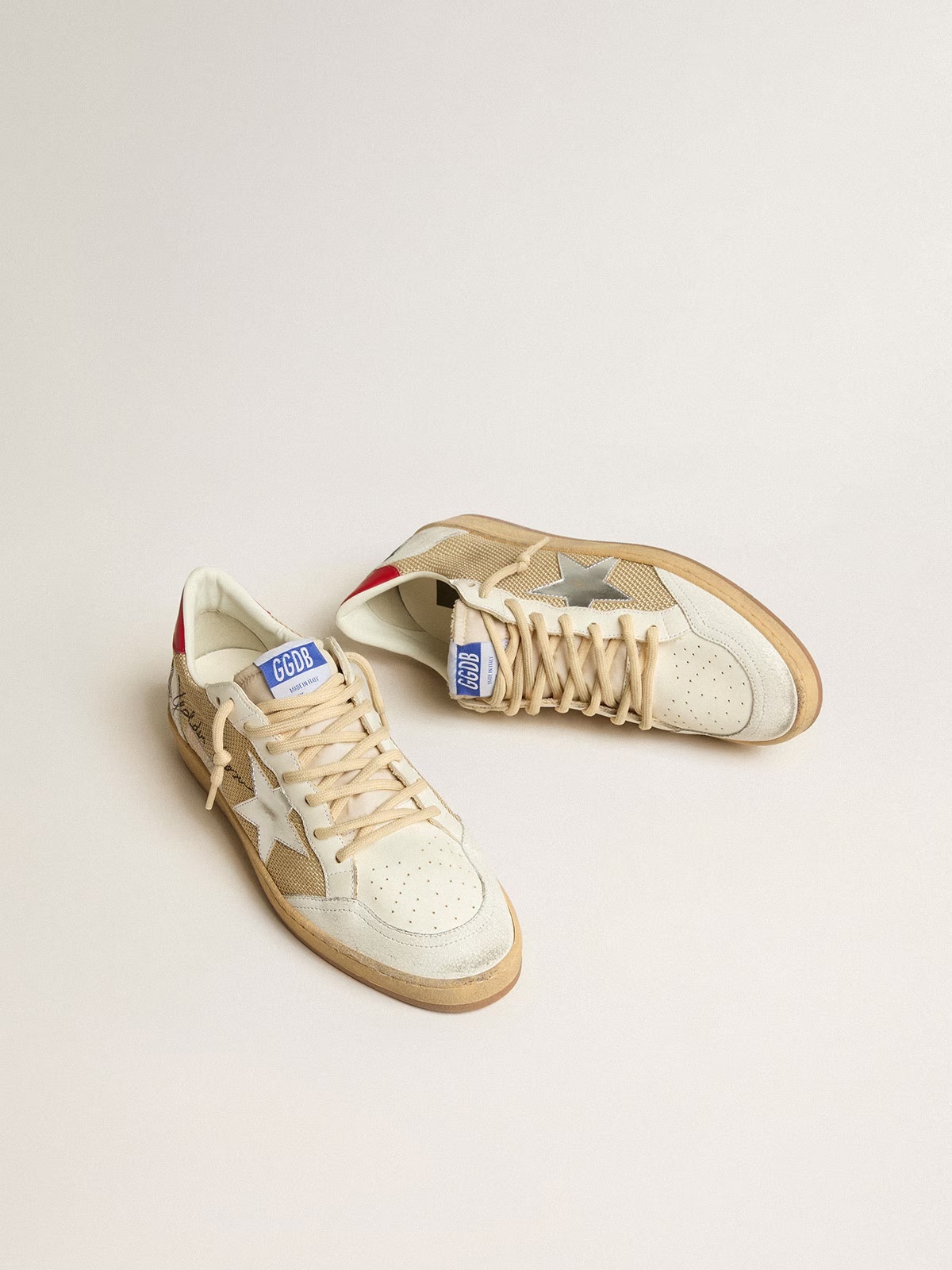 Golden Goose GGDB Ball Star LTD in mesh with metallic leather star and red heel tab